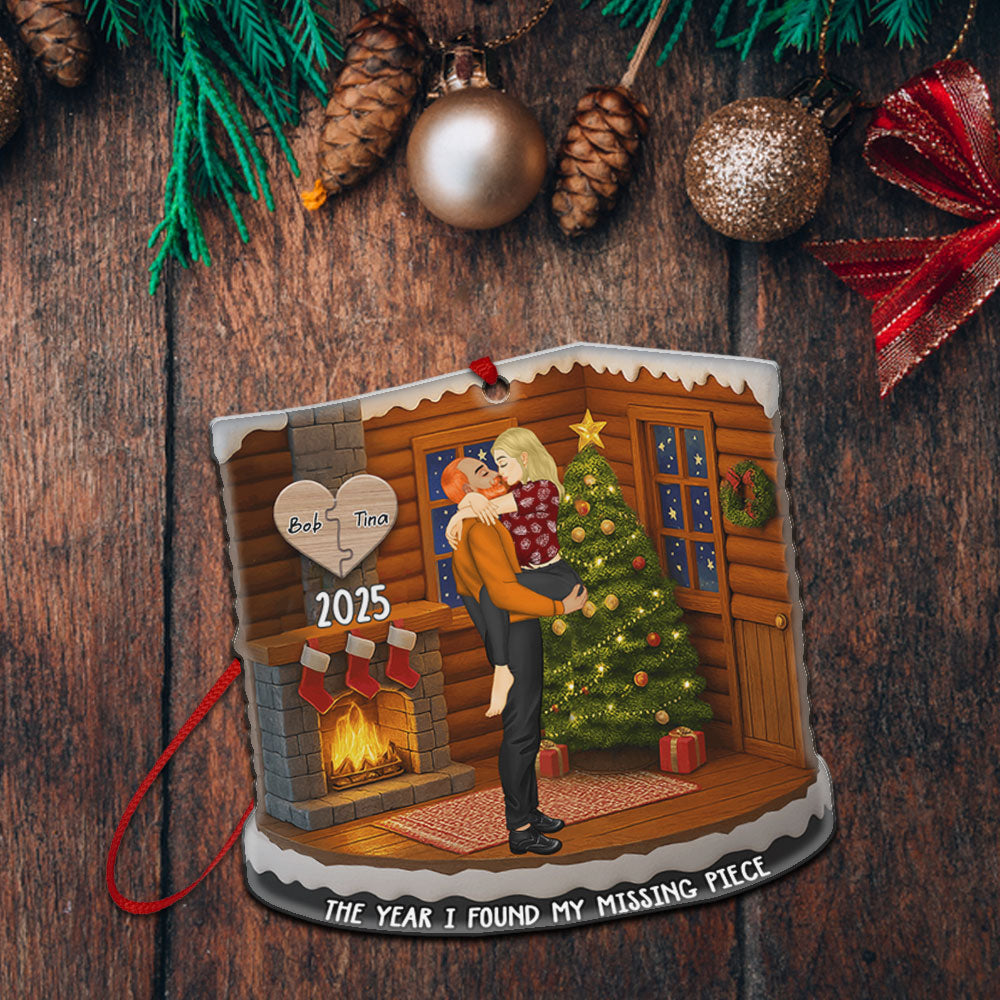 Personalized Christmas Acrylic Ornament - The Year I Found My Missing Piece, Custom Two-Sided Couple Gift-P2509-1101-mockup1