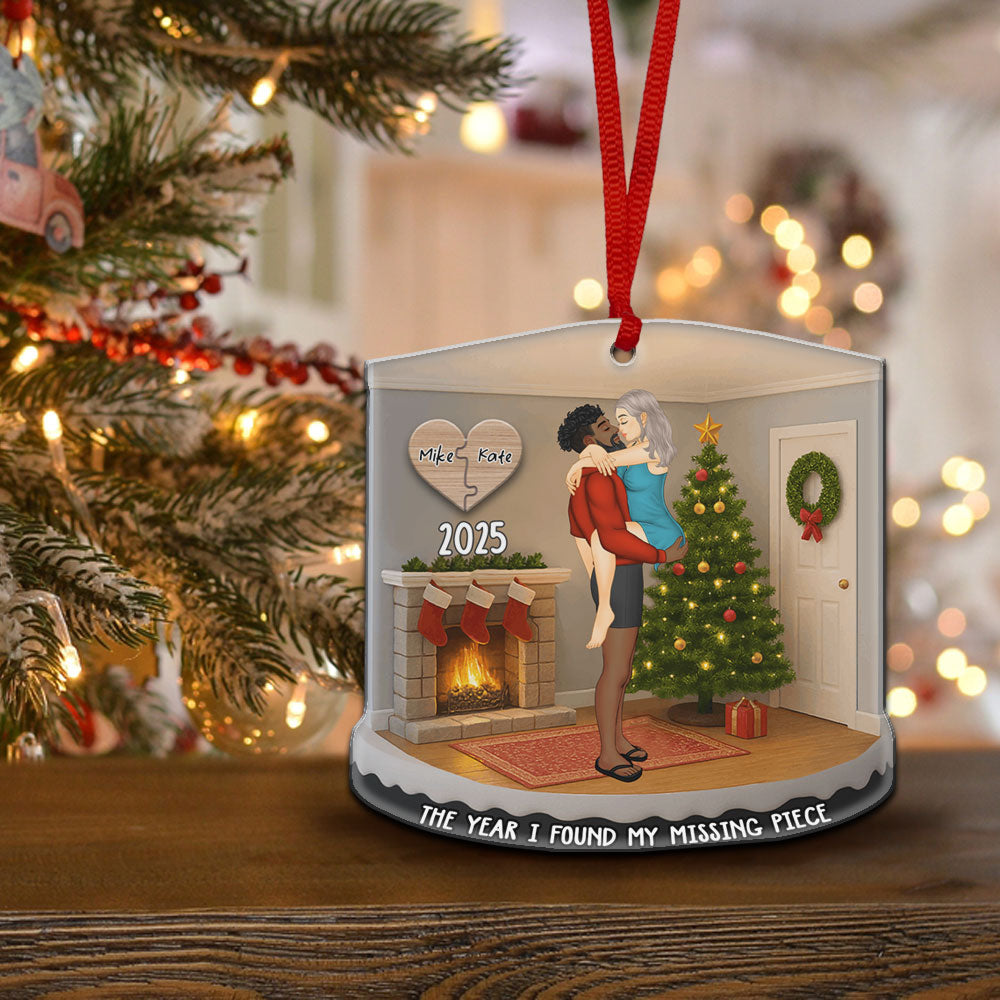Personalized Christmas Acrylic Ornament - The Year I Found My Missing Piece, Custom Two-Sided Couple Gift-P2509-1101-mockup2