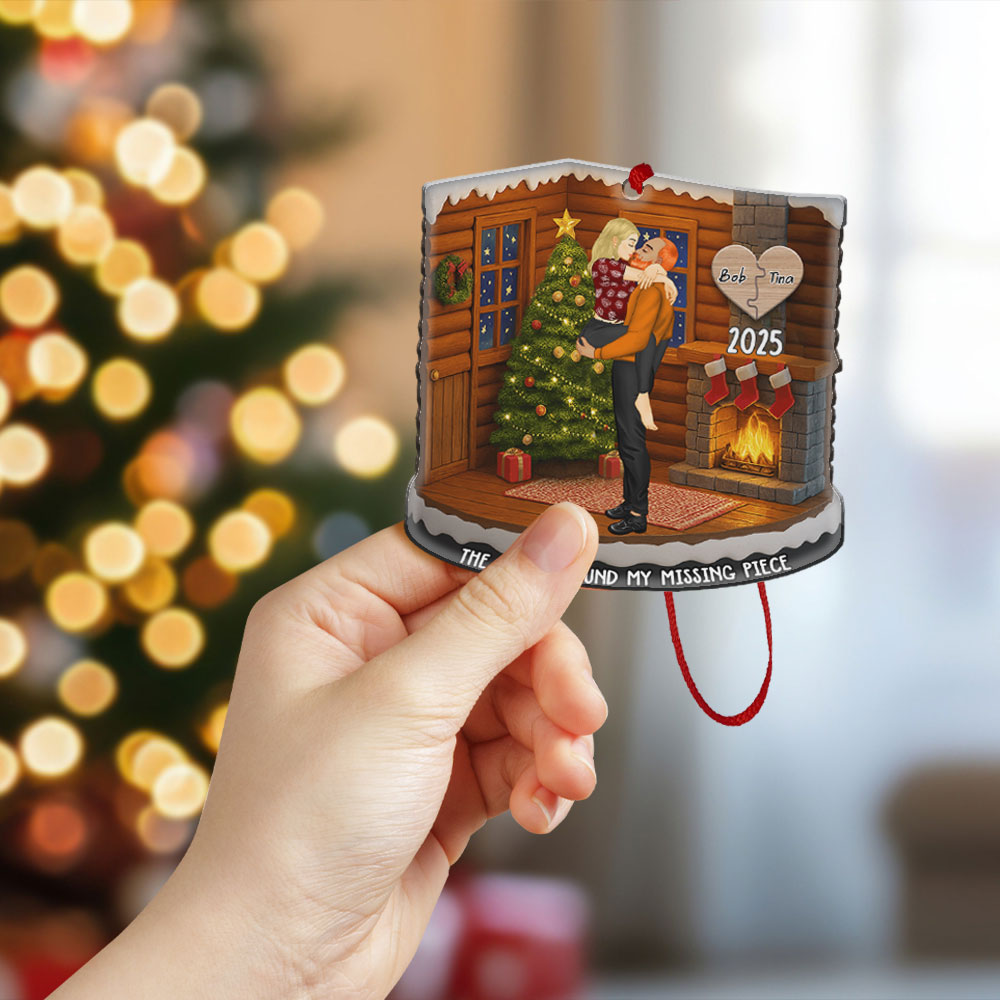 Personalized Christmas Acrylic Ornament - The Year I Found My Missing Piece, Custom Two-Sided Couple Gift-P2509-1101-mockup3