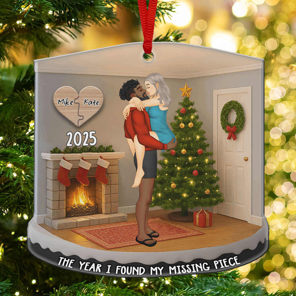 Personalized Christmas Acrylic Ornament - The Year I Found My Missing Piece, Custom Two-Sided Couple Gift-P2509-1101-mockup6