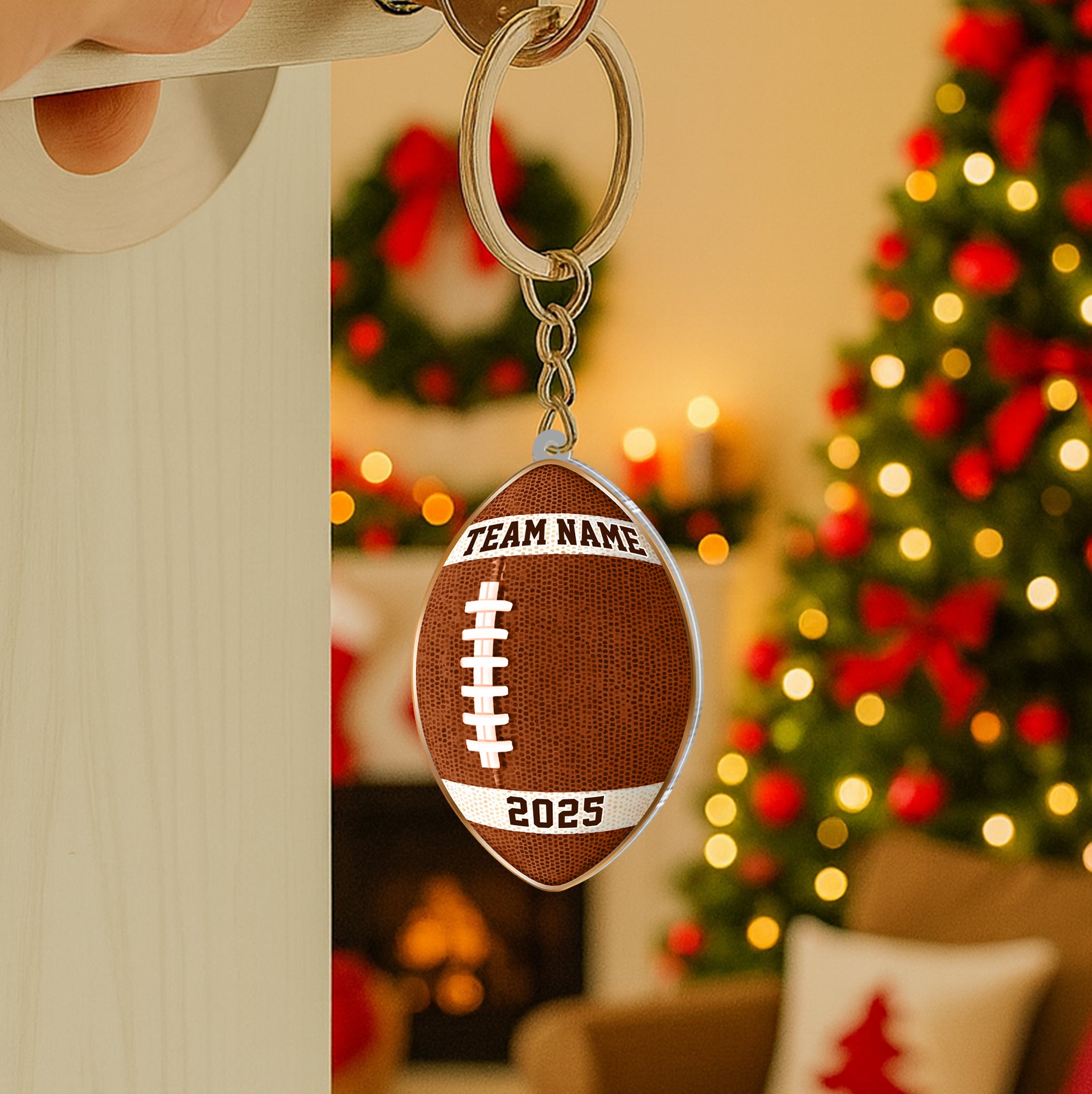Personalized Football Sliding Reveal Acrylic Keychain - Custom Team Name, Player Number & Year Gift-mk2
