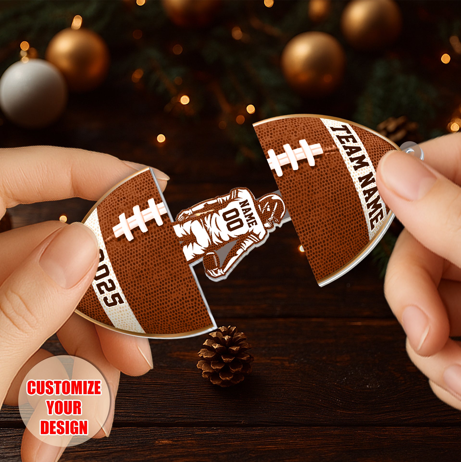 Personalized Football Sliding Reveal Acrylic Keychain - Custom Team Name, Player Number & Year Gift-mk3