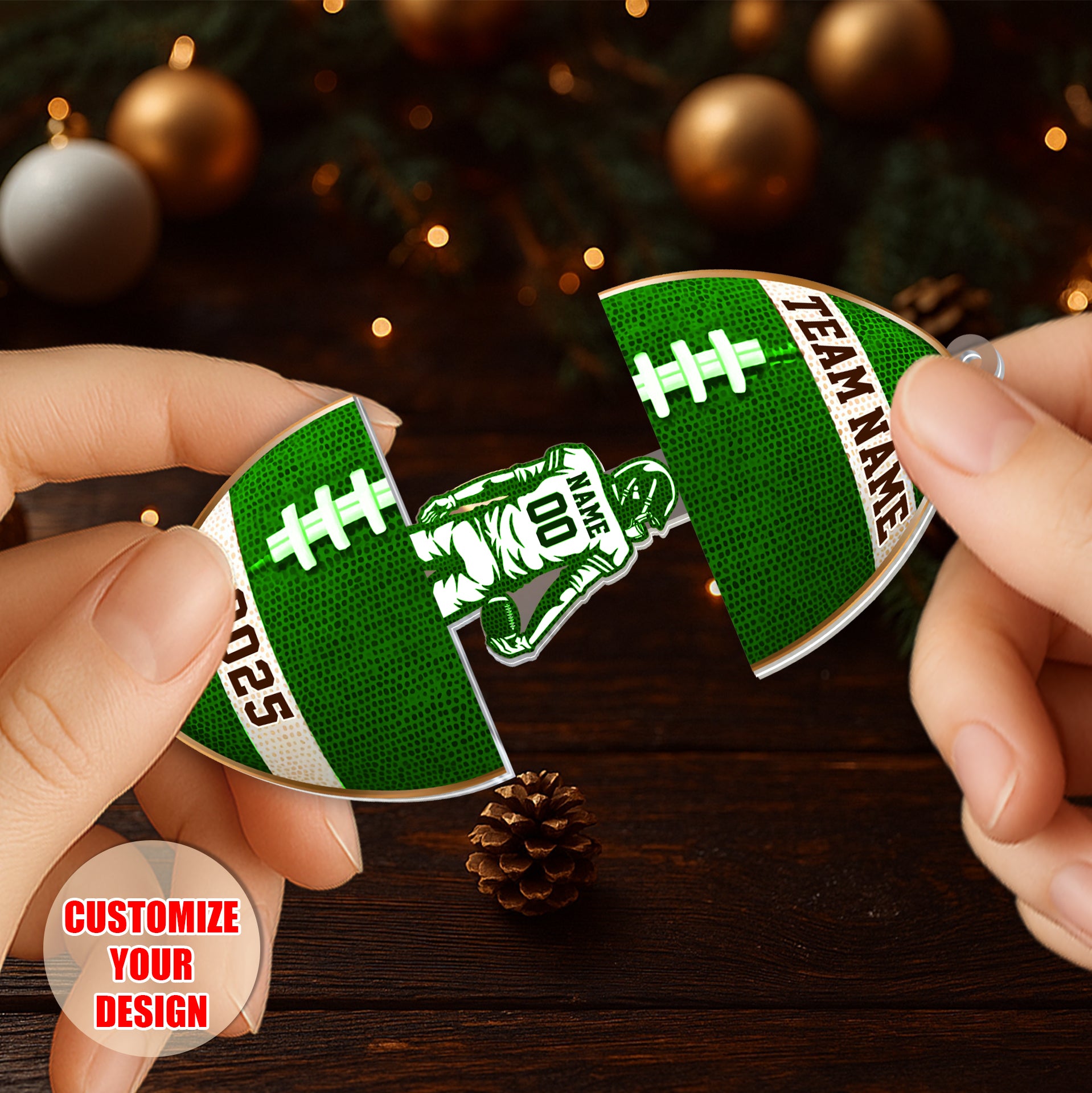 Personalized Football Sliding Reveal Acrylic Keychain - Custom Team Name, Player Number & Year Gift-mk5