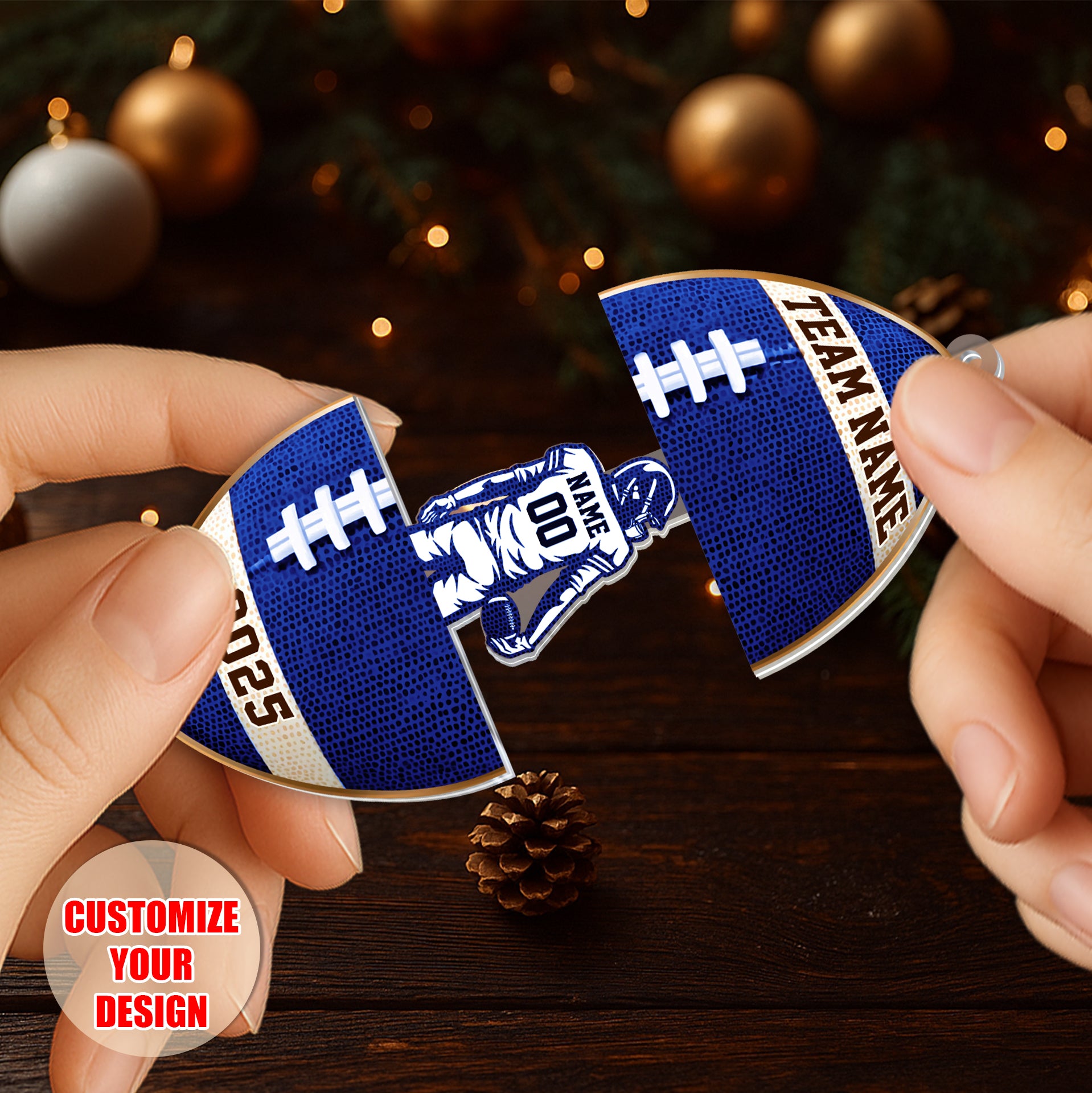 Personalized Football Sliding Reveal Acrylic Keychain - Custom Team Name, Player Number & Year Gift-mk6