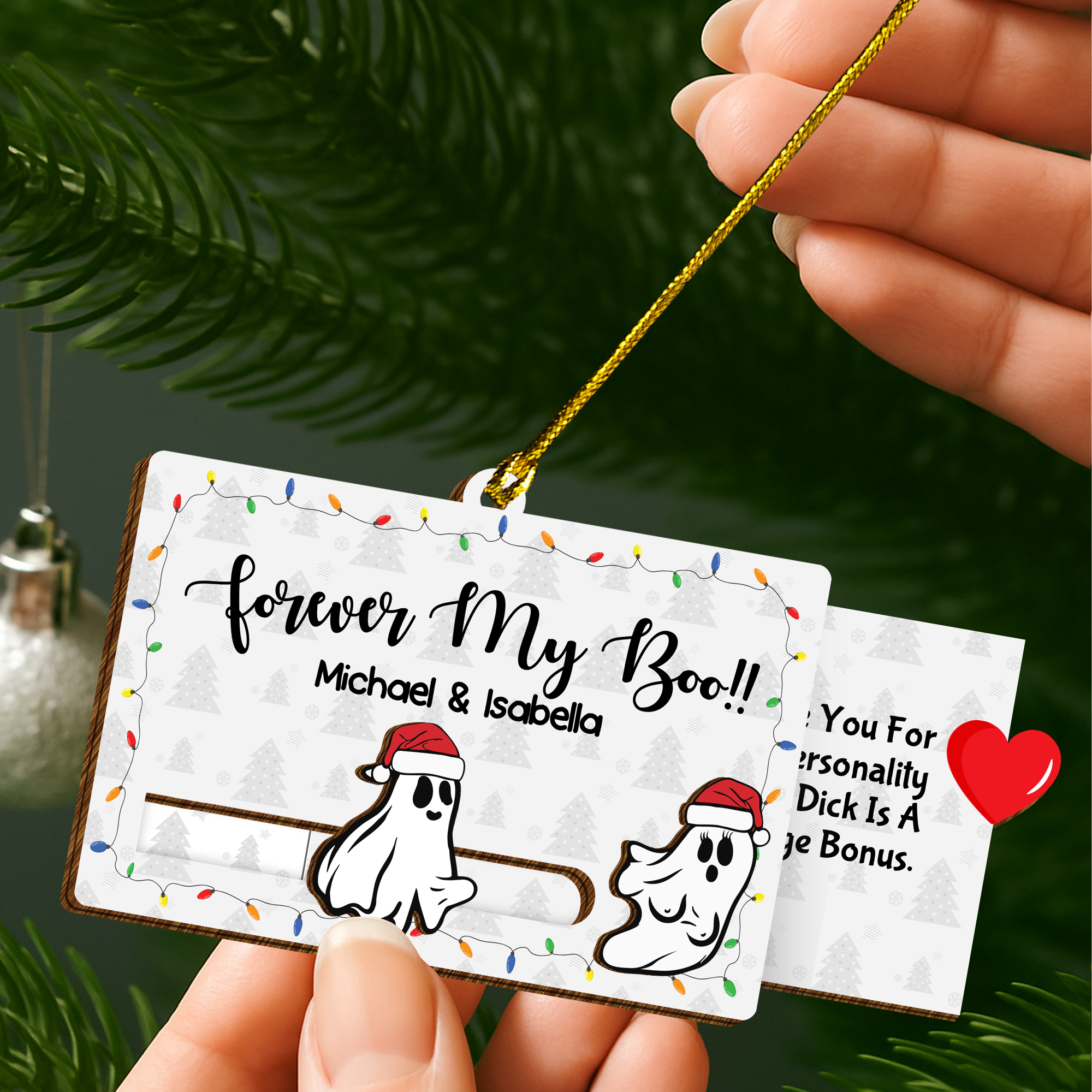 Personalized Funny Christmas Card for Couples - Custom Forever My Boo Slider Card, Cute & Naughty Holiday Gift for Him or Her-P2509-1211-mk1