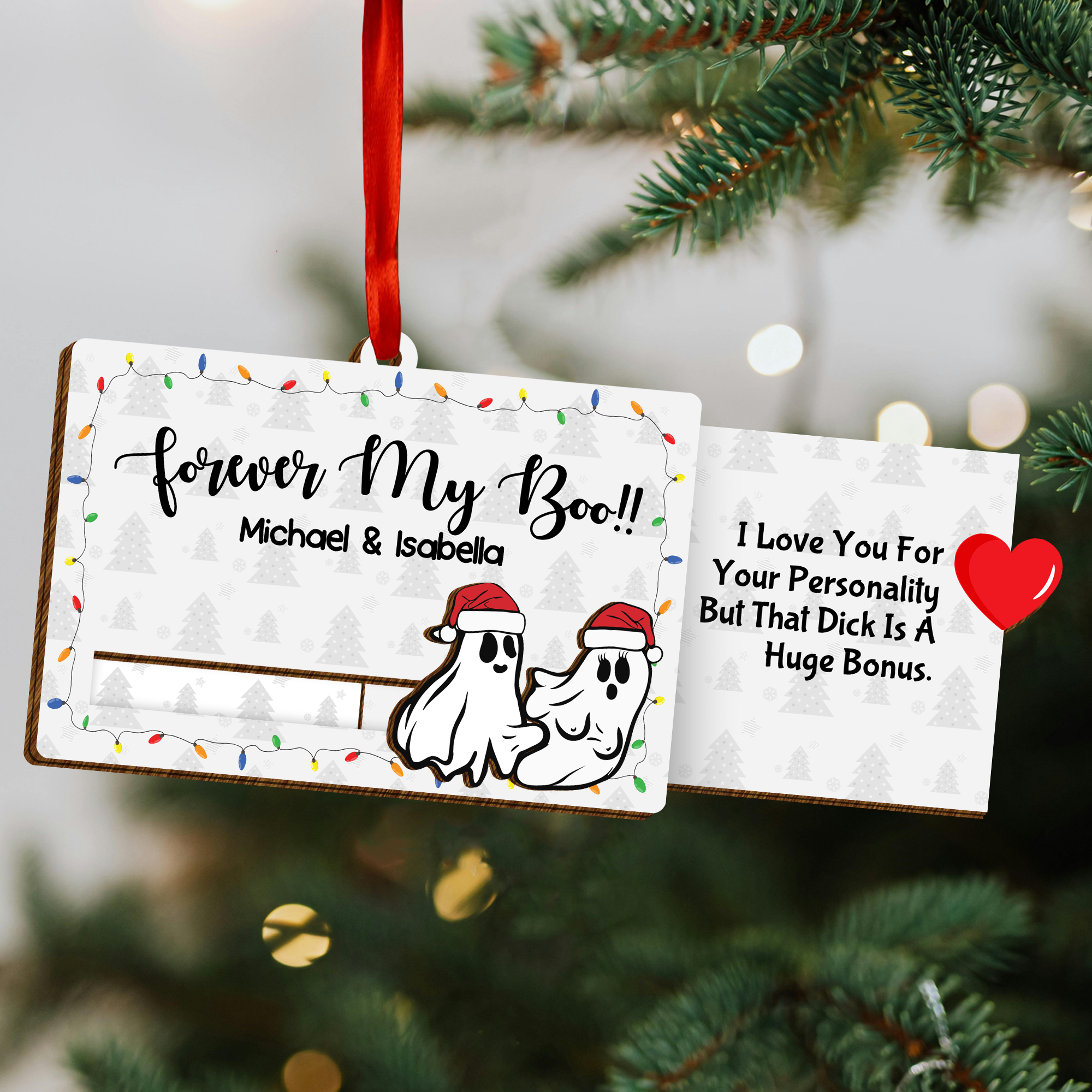Personalized Funny Christmas Card for Couples - Custom Forever My Boo Slider Card, Cute & Naughty Holiday Gift for Him or Her-P2509-1211-mk6