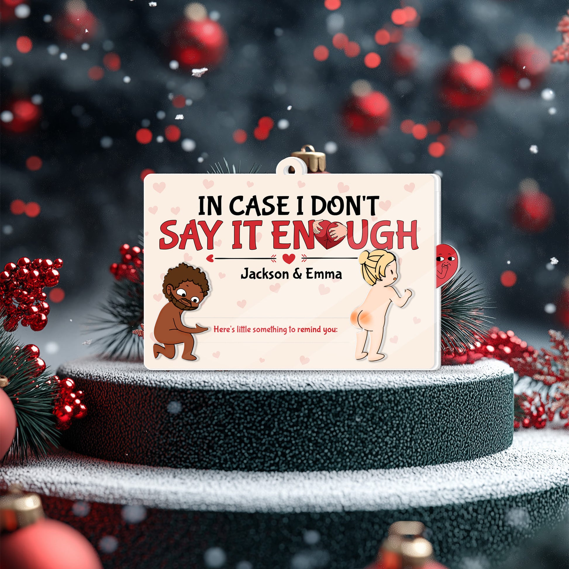 Personalized Funny Christmas Wooden Slider Card for Couples - Custom Cute Naughty Holiday Card-P2510-2708-mk1