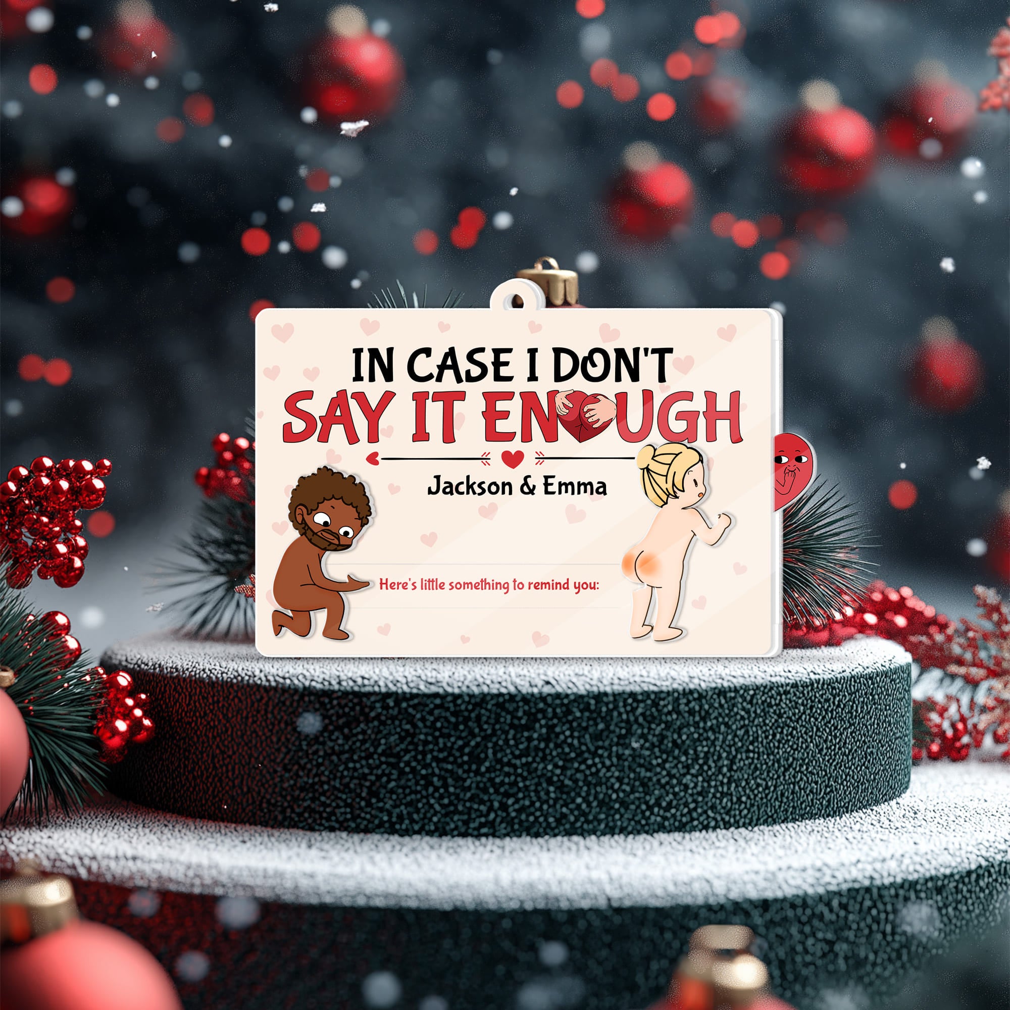 Personalized Funny Christmas Wooden Slider Card for Couples - Custom Cute Naughty Holiday Card-P2510-2708-mk1