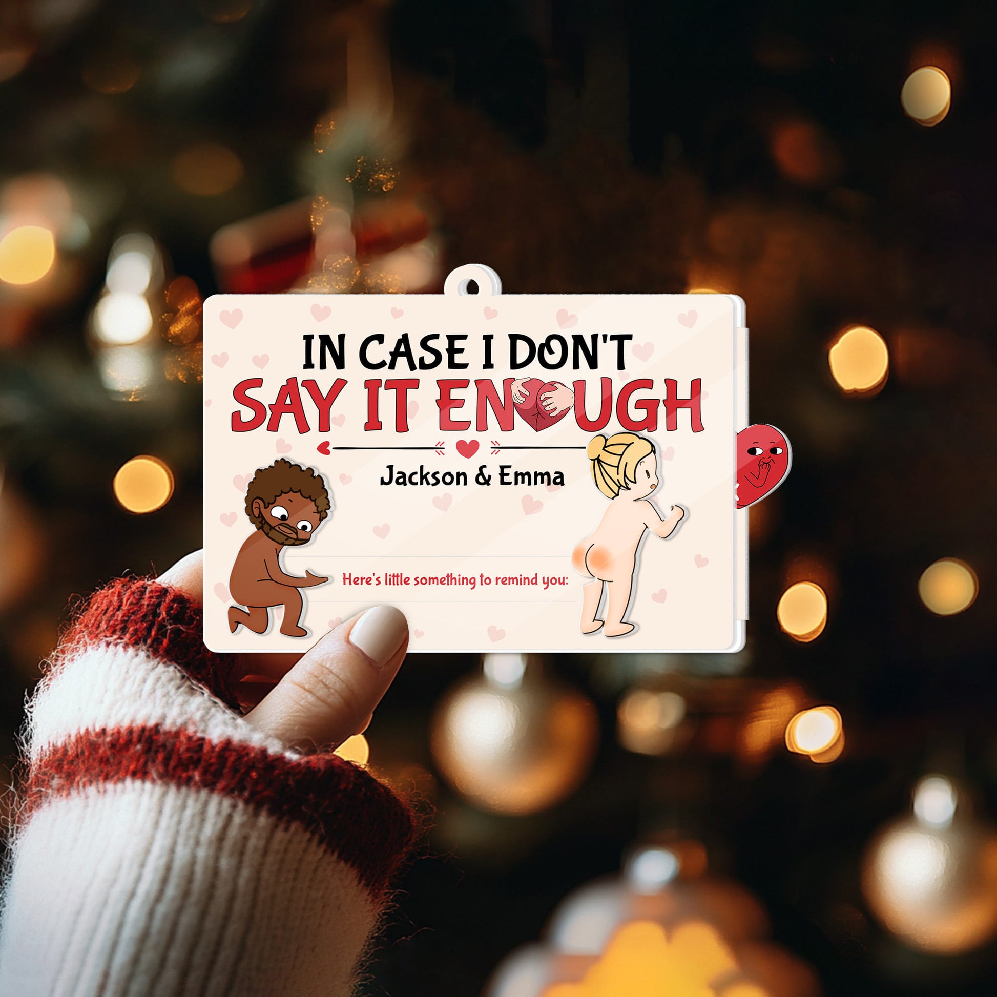 Personalized Funny Christmas Wooden Slider Card for Couples - Custom Cute Naughty Holiday Card-P2510-2708-mk3=2