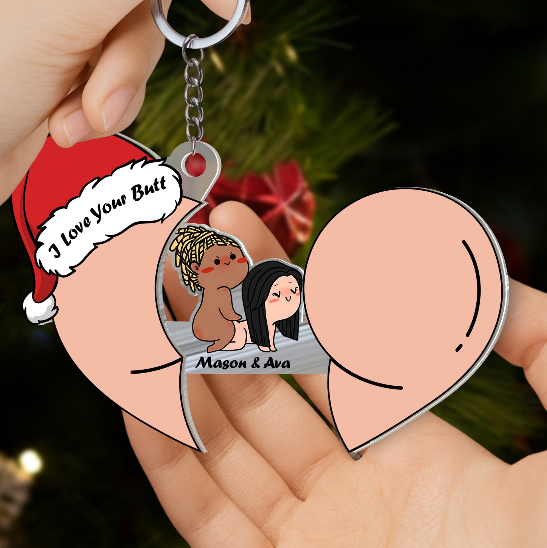 Personalized Funny Sliding Reveal Acrylic Keychain - Cute Christmas Gift for Couples-P2509-2505-mk2