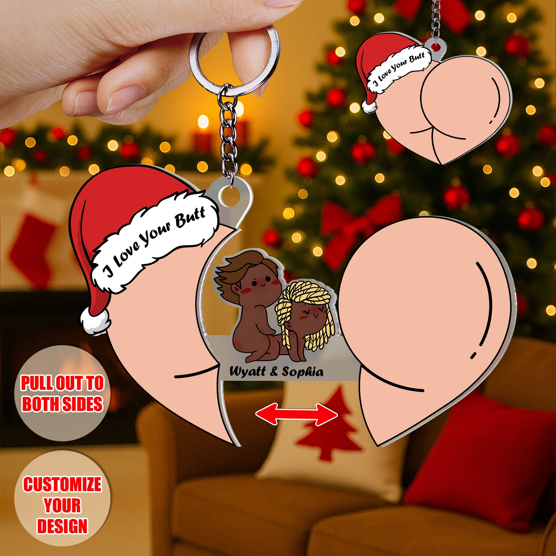 Personalized Funny Sliding Reveal Acrylic Keychain - Cute Christmas Gift for Couples-P2509-2505-mk3