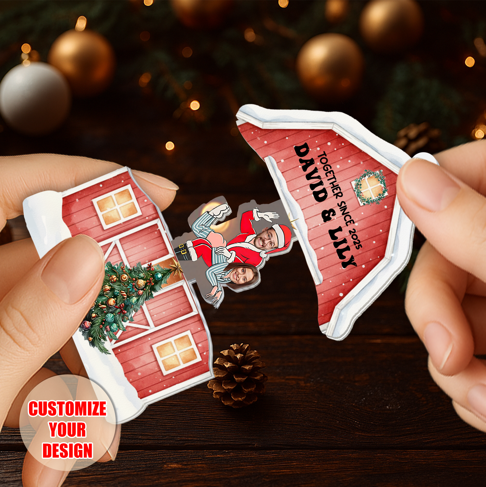 Personalized Photo Sliding Reveal Acrylic Keychain - Custom Couple Christmas Gift-P2509-2209-mk2