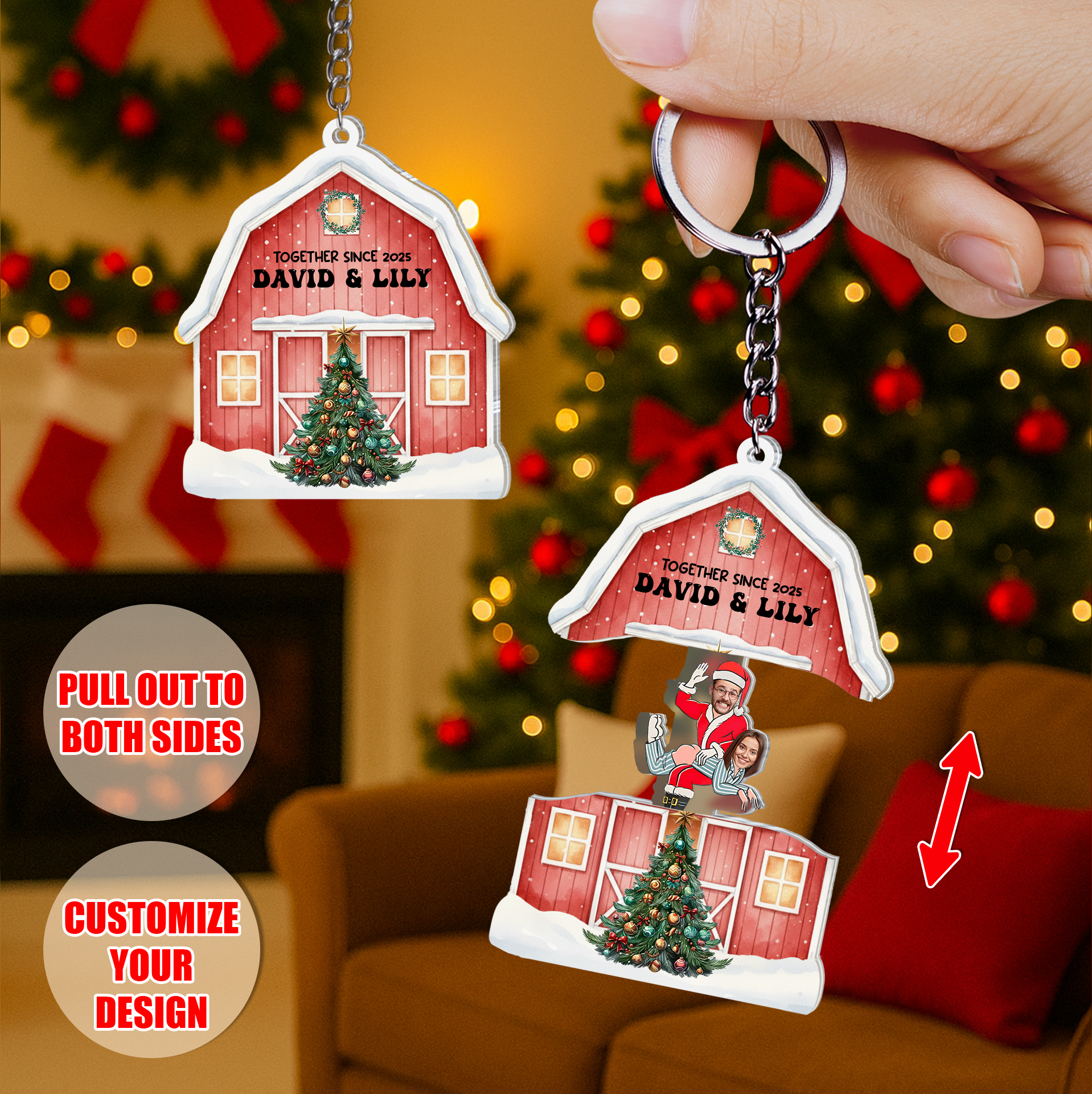 Personalized Photo Sliding Reveal Acrylic Keychain - Custom Couple Christmas Gift-P2509-2209-mk3