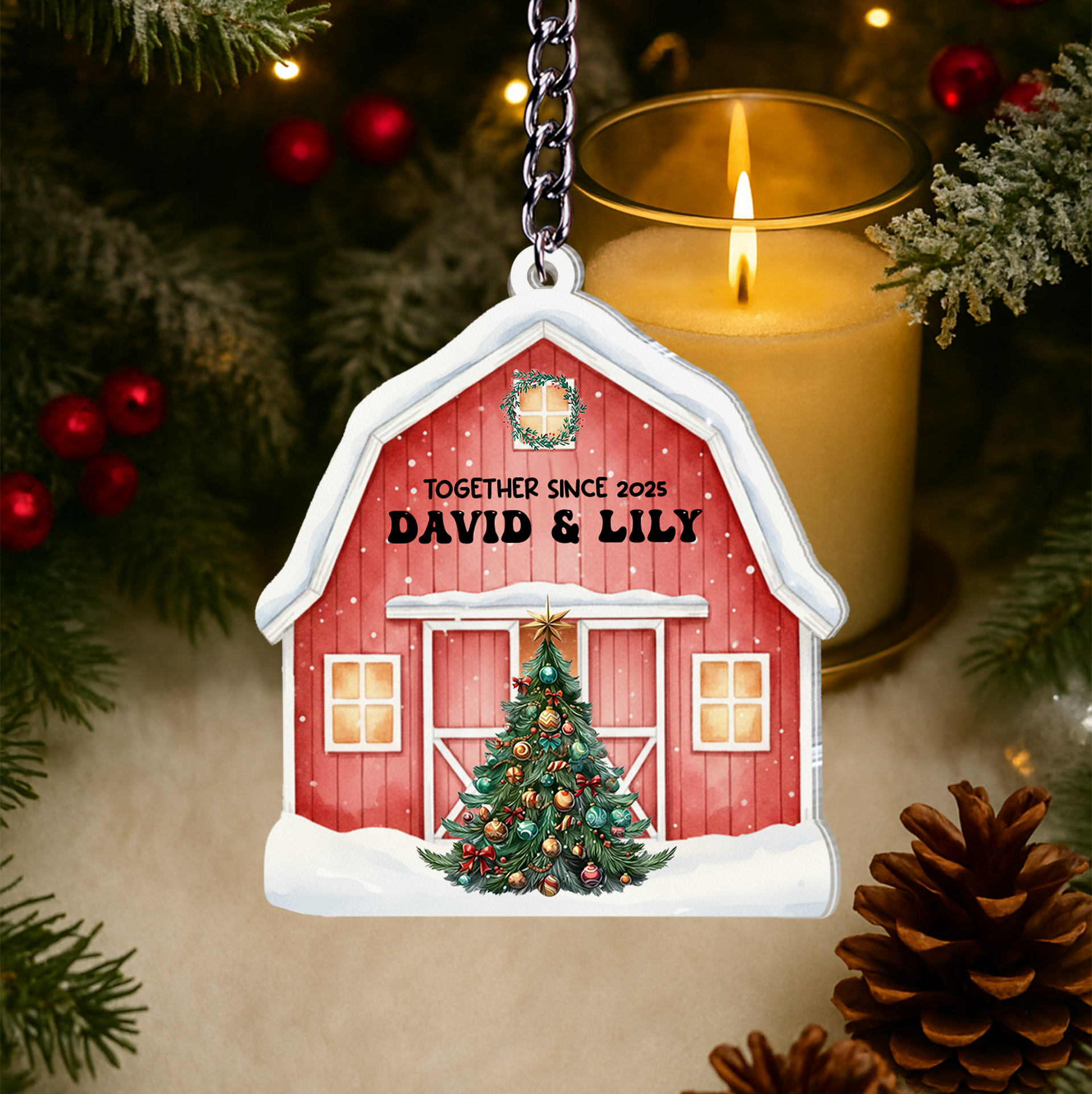 Personalized Photo Sliding Reveal Acrylic Keychain - Custom Couple Christmas Gift-P2509-2209-mk4