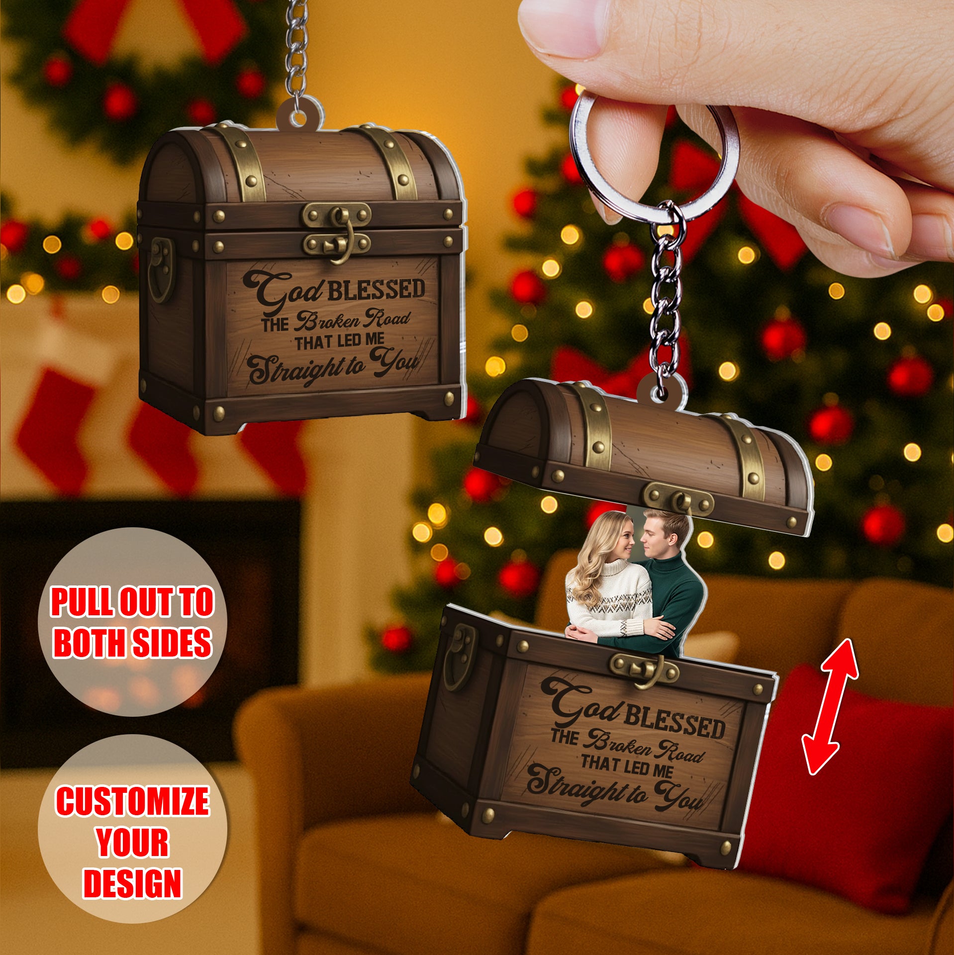 Personalized Photo Sliding Reveal Acrylic Keychain - Romantic Gift For Couples-mk1