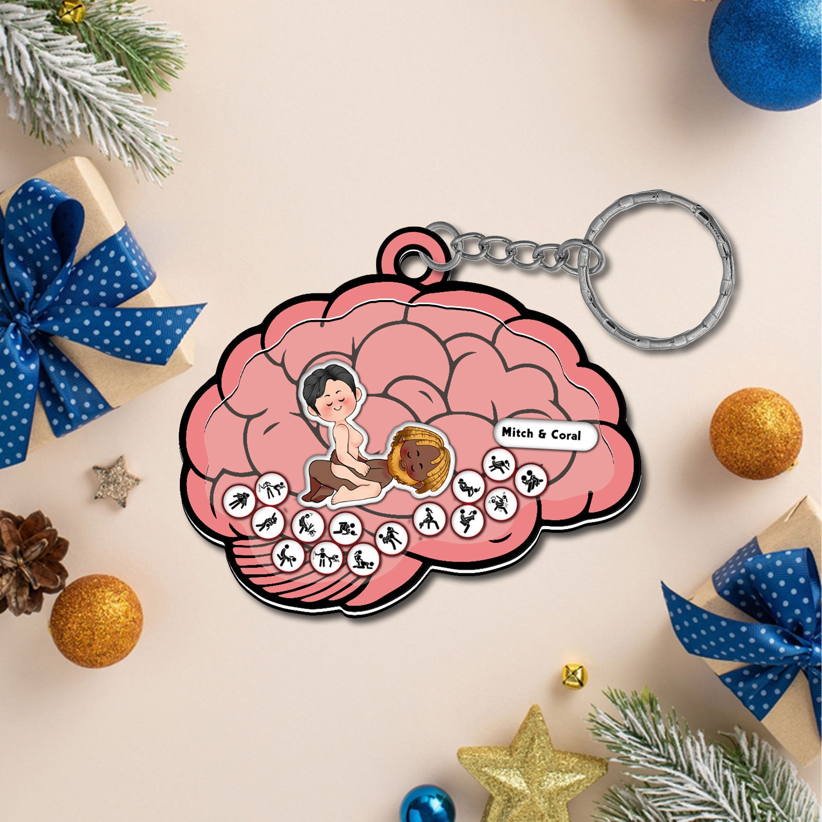 Personalized Shaking Keychain For Brain Lovers - Unique Brain Shaped Gift-P2509-1003-mk1