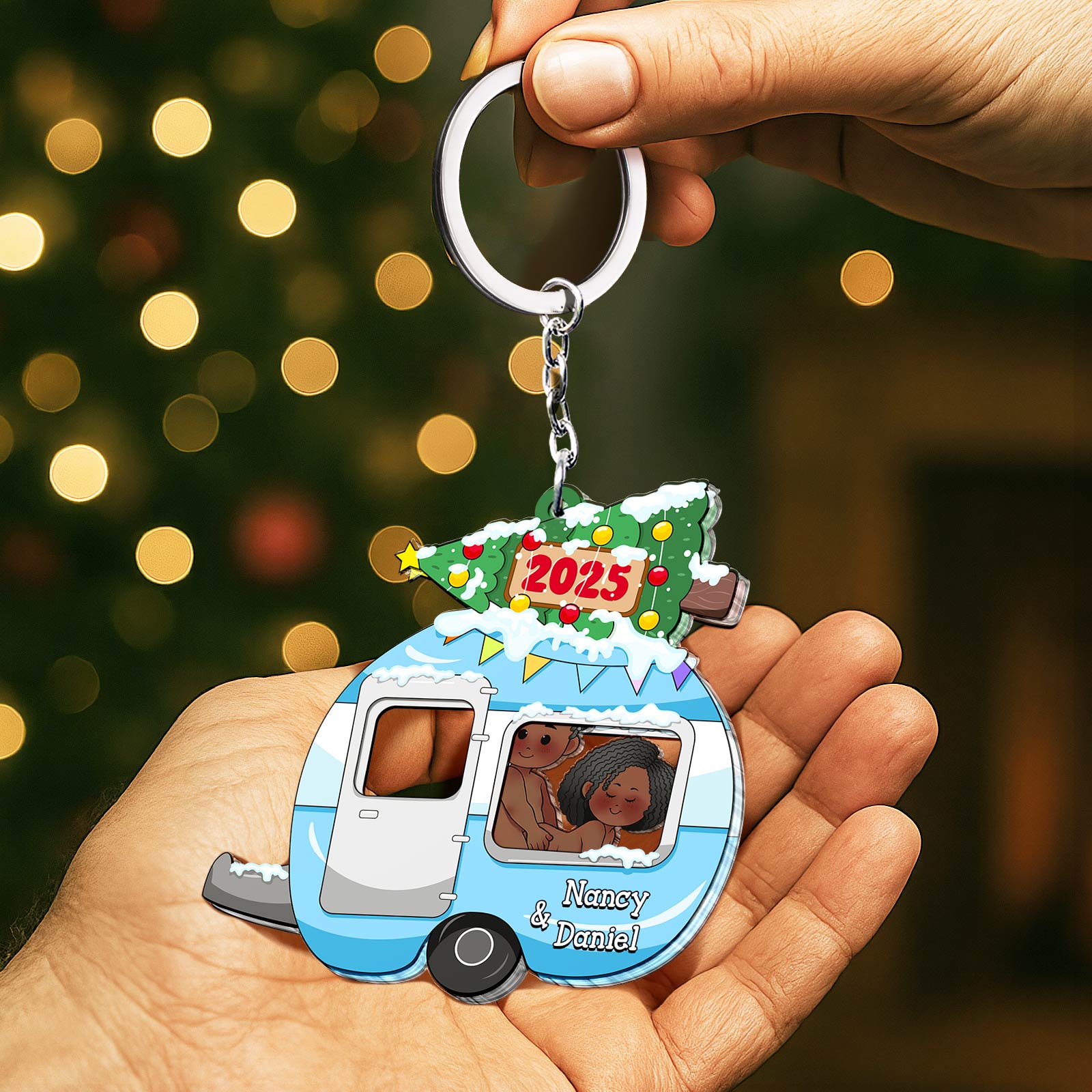 Personalized Shaking Keychain for Couples - Love Journey Of Ours Christmas Version-Mockup-1
