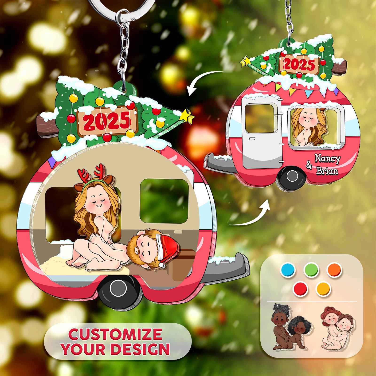 Personalized Shaking Keychain for Couples - Love Journey Of Ours Christmas Version-Mockup-Ads