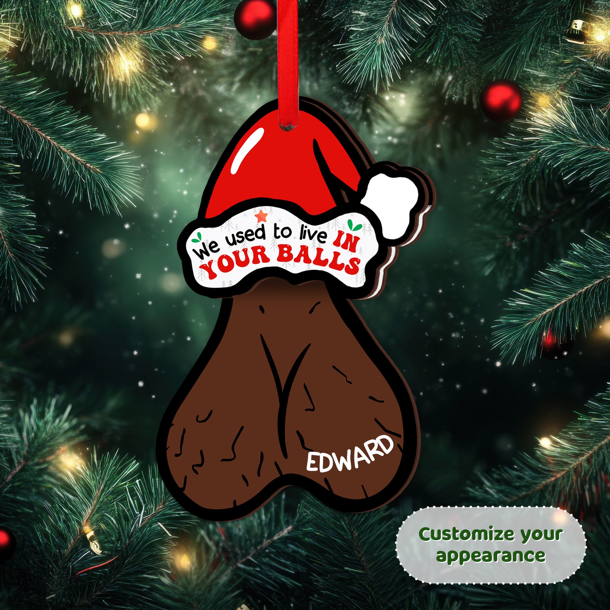 Personalized Shaking Wooden Christmas Ornament - We Used to Live in Your Balls, Gift for Dad-P2511-0104-mk6