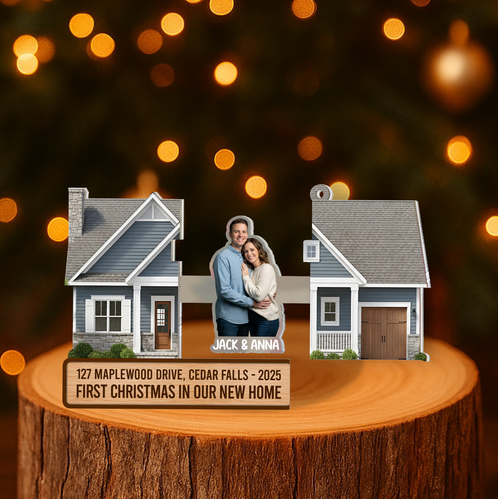 Personalized Sliding House Reveal Acrylic Keychain - Custom New Home Photo Gift-P2510-0103-mk7