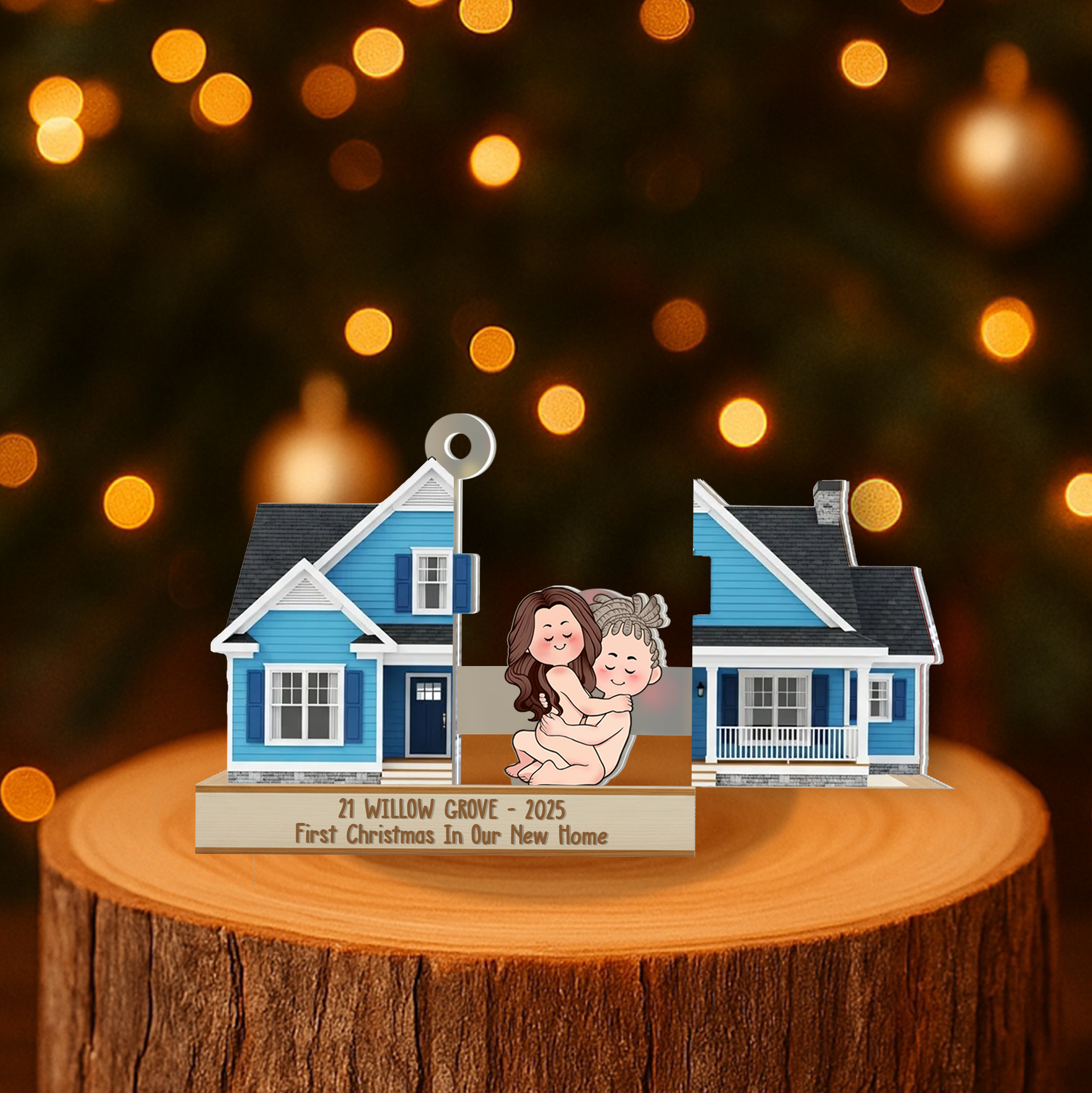 Personalized Sliding House Reveal Acrylic Keychain - Custom Photo And Address-P2510-0101-mk4