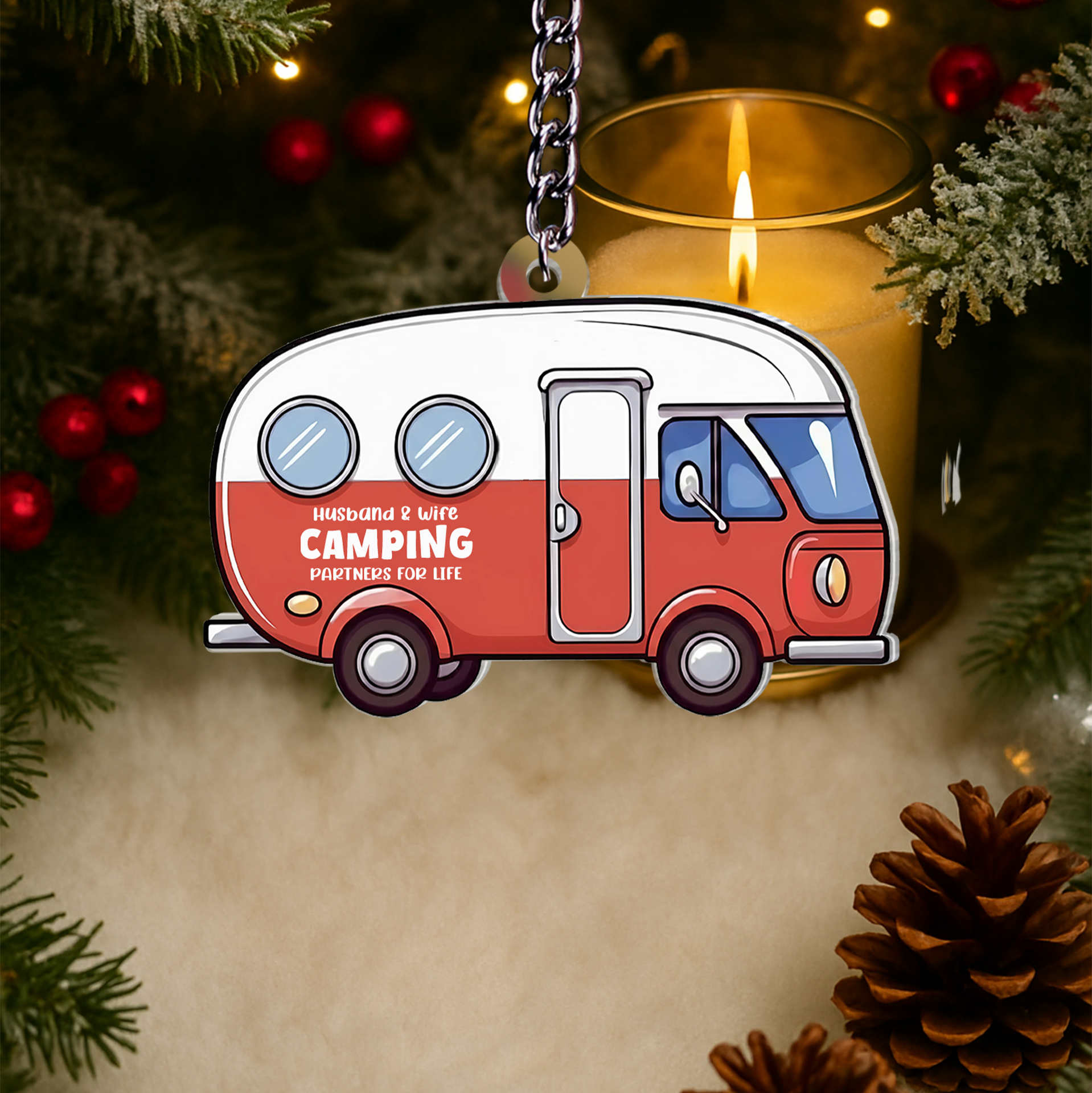 Personalized Sliding Reveal Acrylic Keychain - Custom Camper Van Gift For Couples-mk1