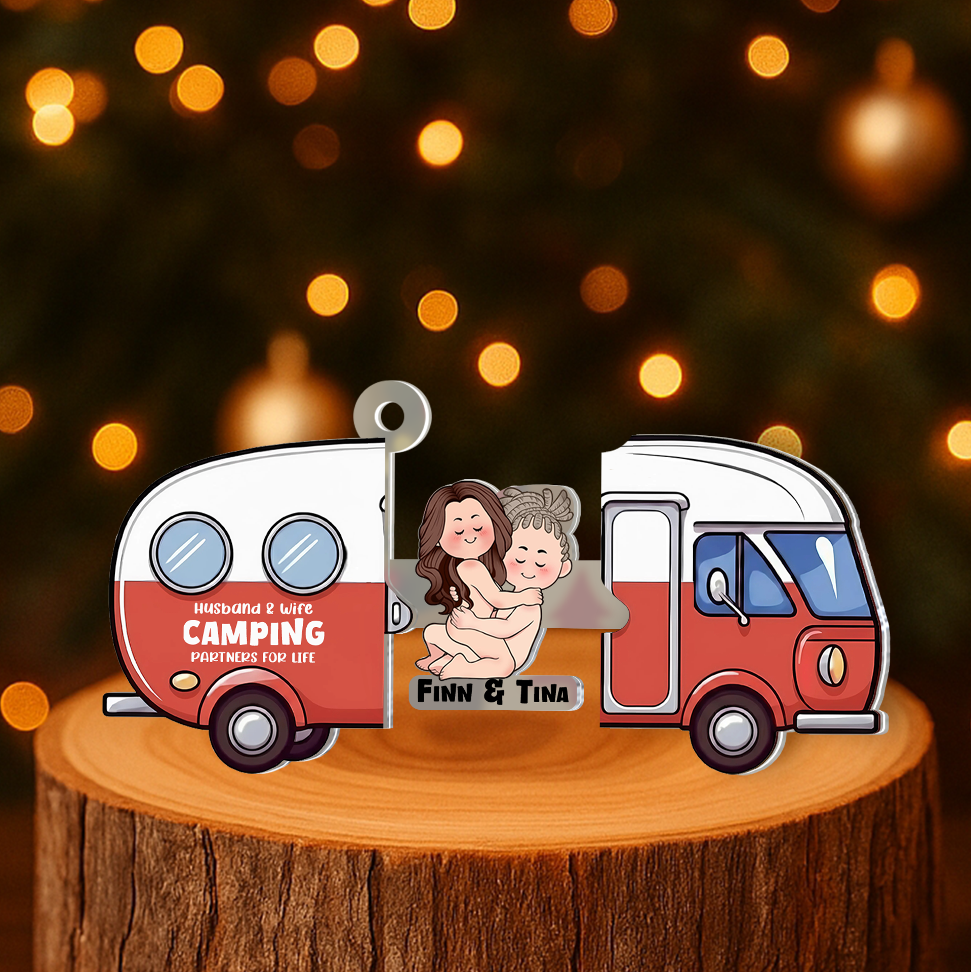 Personalized Sliding Reveal Acrylic Keychain - Custom Camper Van Gift For Couples-mk2