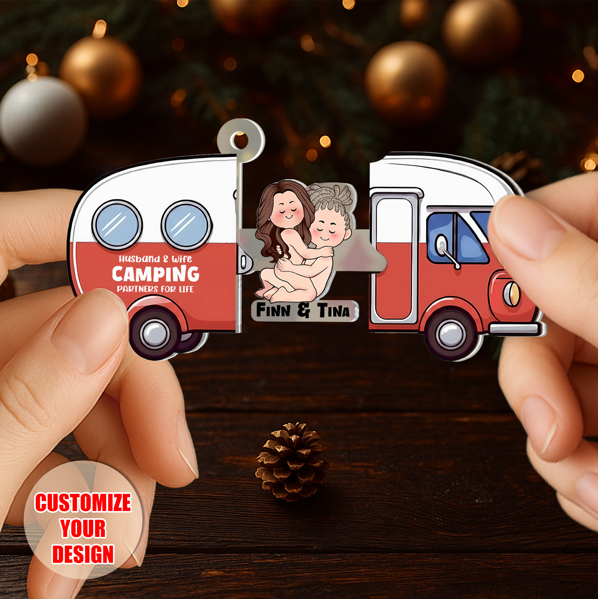 Personalized Sliding Reveal Acrylic Keychain - Custom Camper Van Gift For Couples-mk3