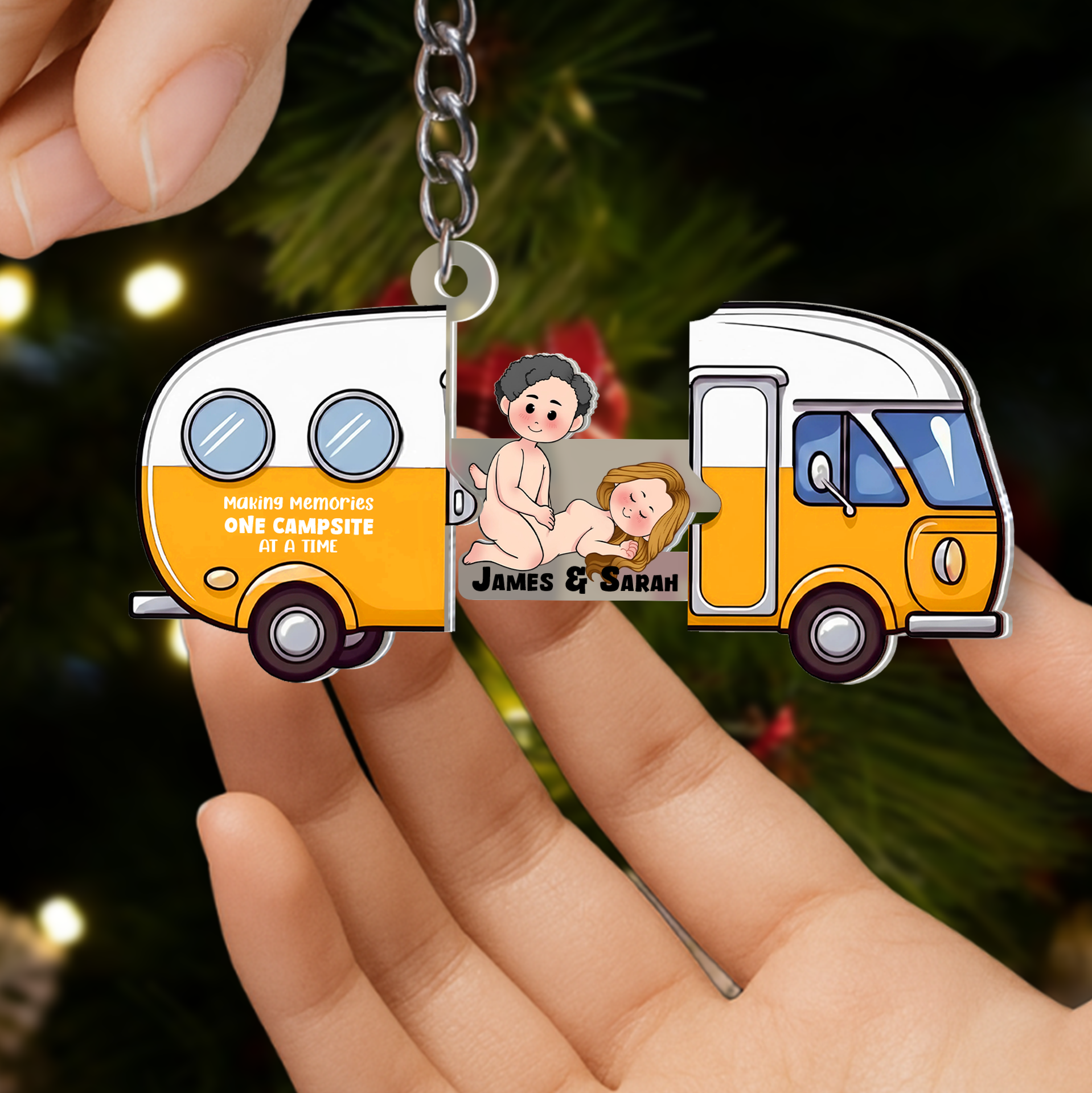 Personalized Sliding Reveal Acrylic Keychain - Custom Camper Van Gift For Couples-mk4