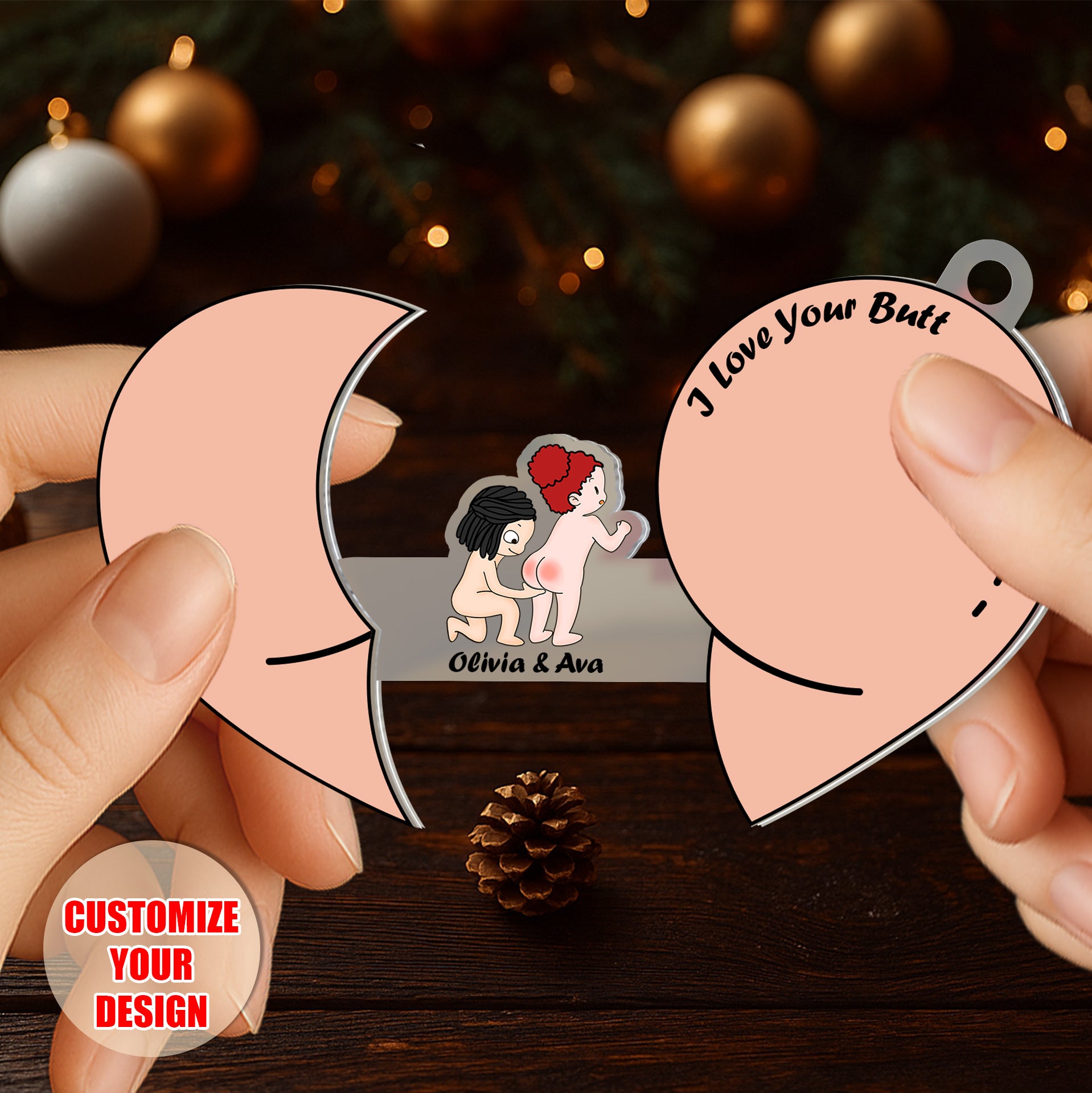 Personalized Sliding Reveal Acrylic Keychain - Custom Funny Couple Gift with Names-P2509-2502-mk2