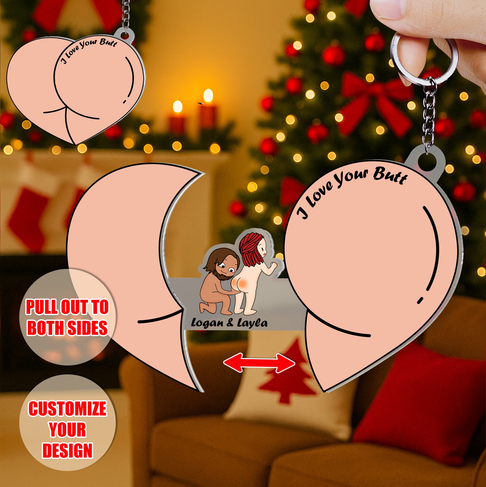 Personalized Sliding Reveal Acrylic Keychain - Custom Funny Couple Gift with Names-P2509-2502-mk3
