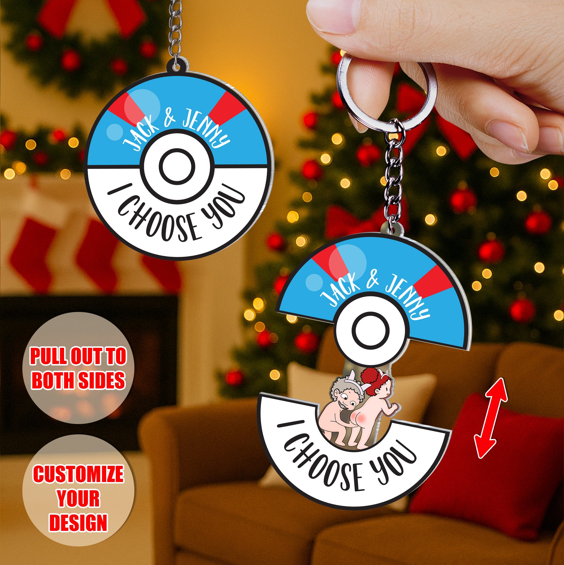 Personalized Sliding Reveal Acrylic Keychain - Funny Couple Design Gift for Lovers-P2509-2002-mk3