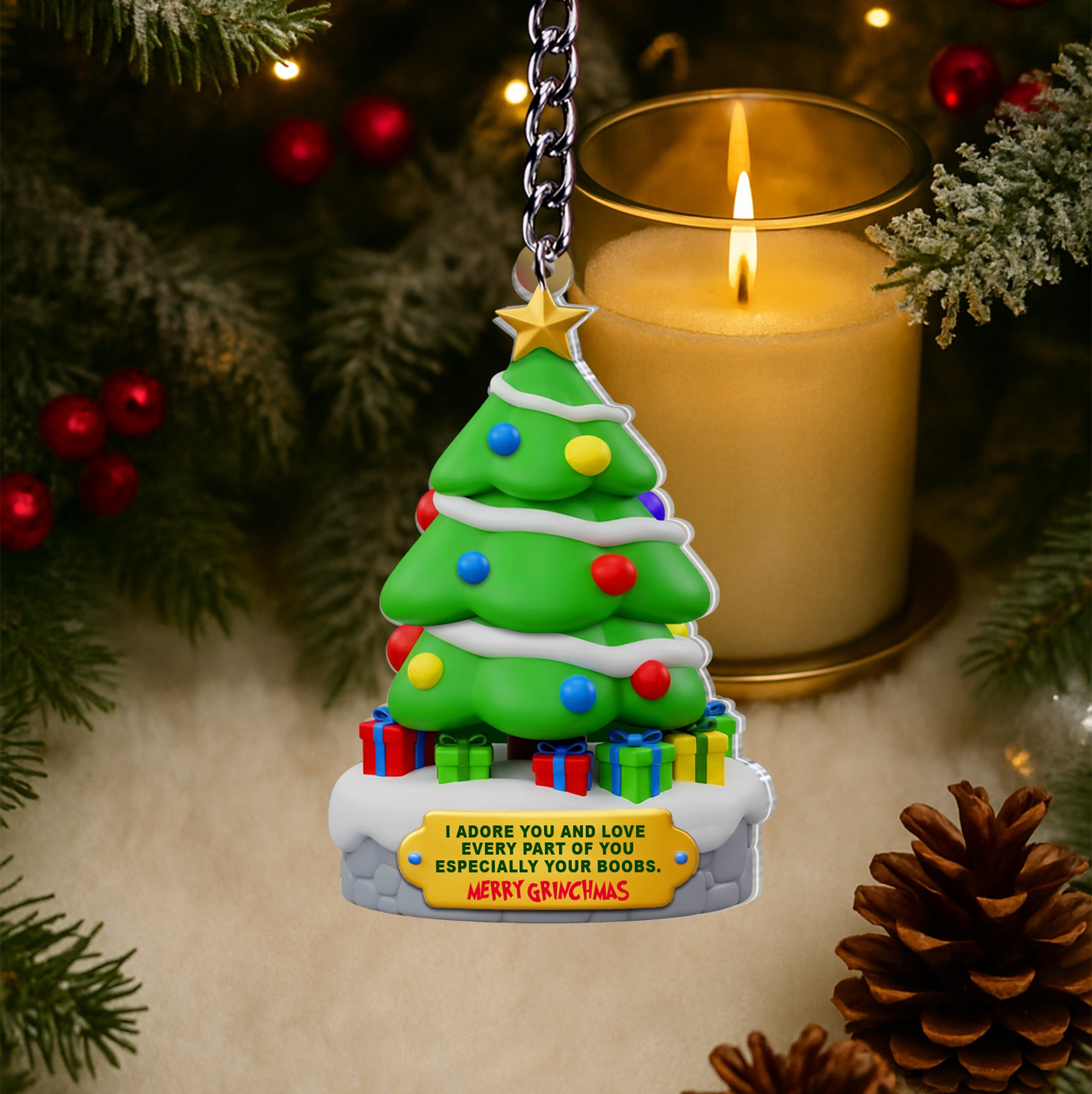 Personalized Sliding Reveal Acrylic Keychain - Funny Grinchmas Keychain For Him Or Her-P2509-2301-1-mk1