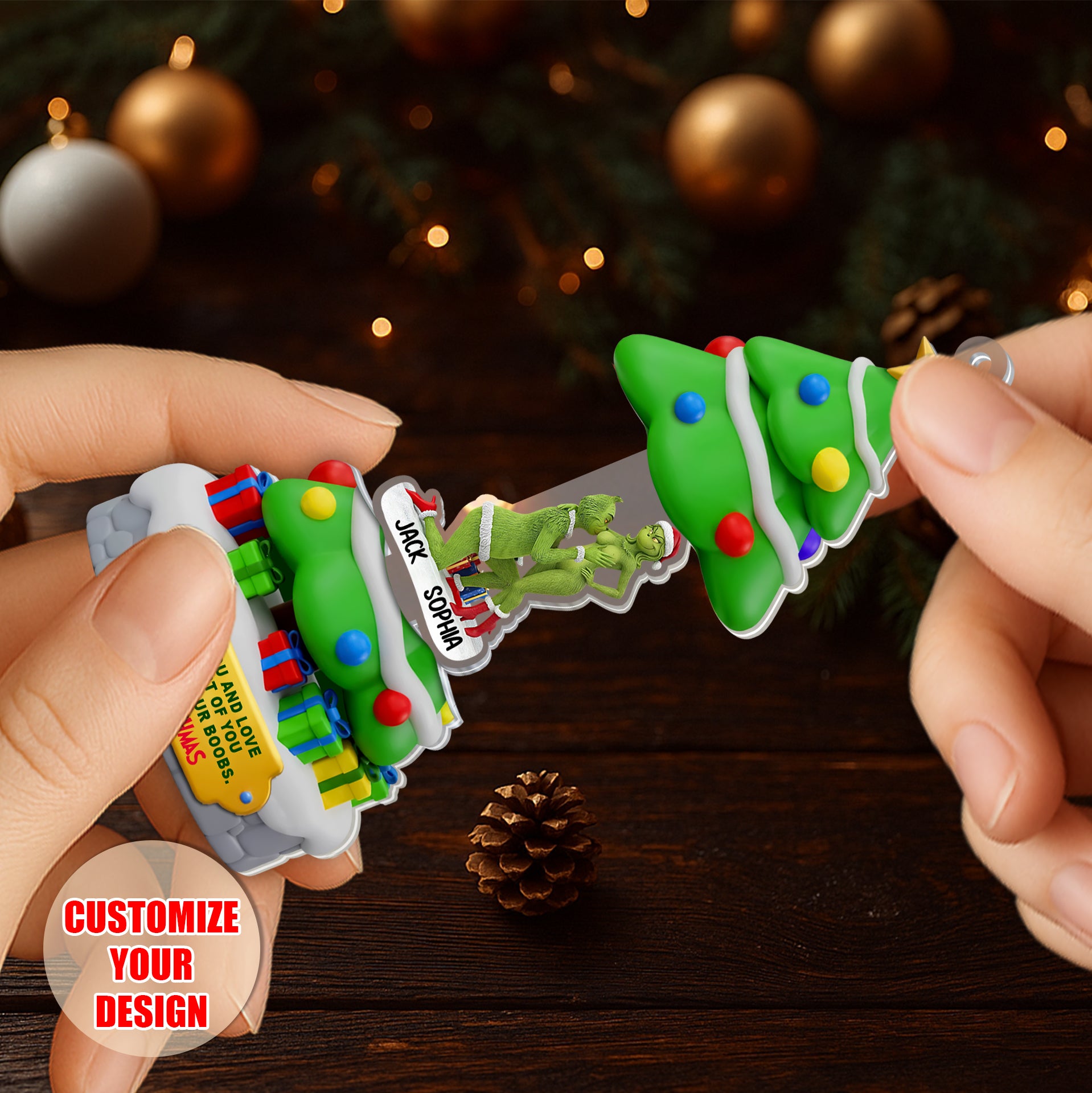 Personalized Sliding Reveal Acrylic Keychain - Funny Grinchmas Keychain For Him Or Her-P2509-2301-1-mk5