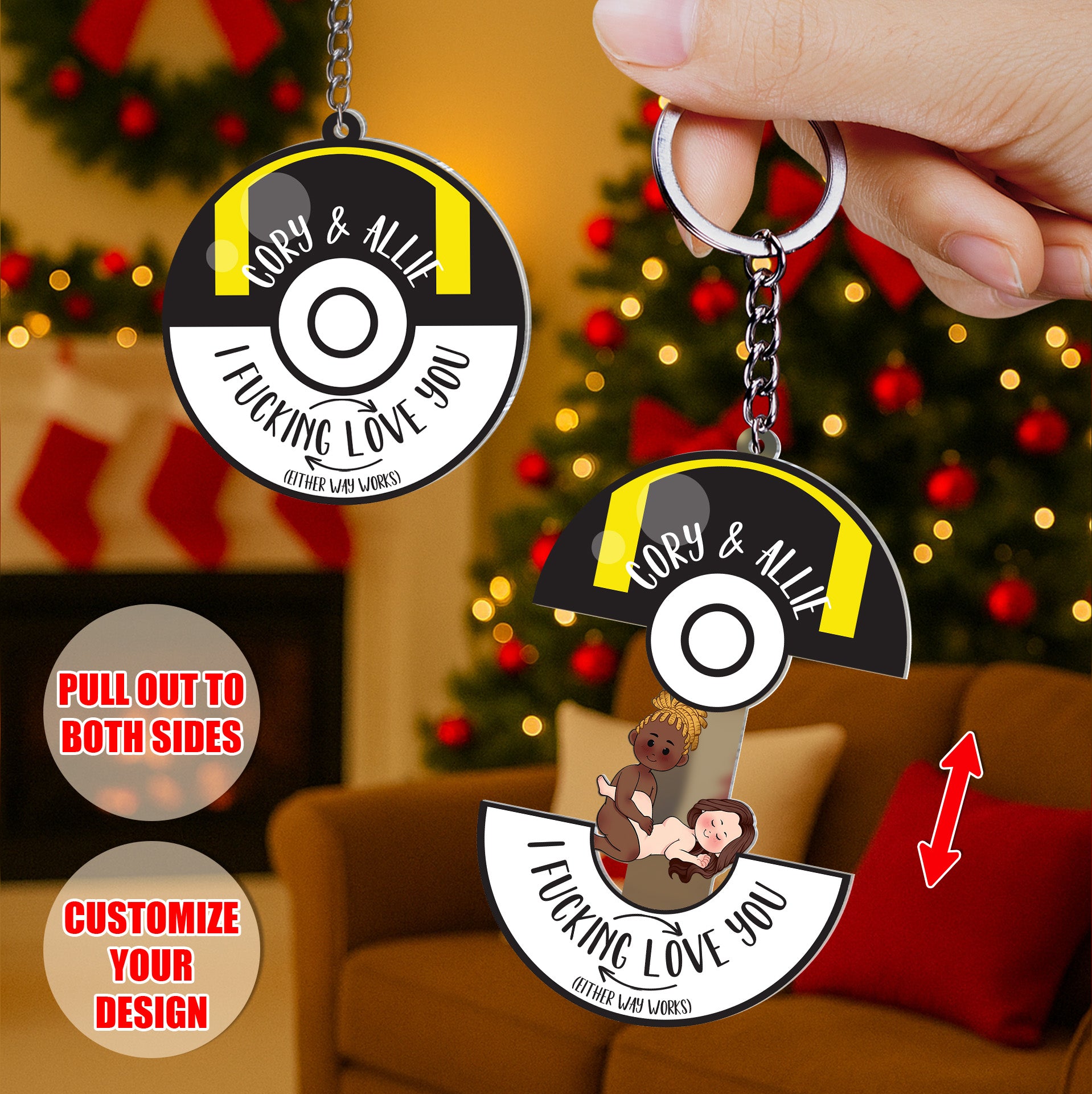 Personalized Sliding Reveal Acrylic Keychain - Hidden Couple Design Gift for Lovers-P2509-2001-mk3