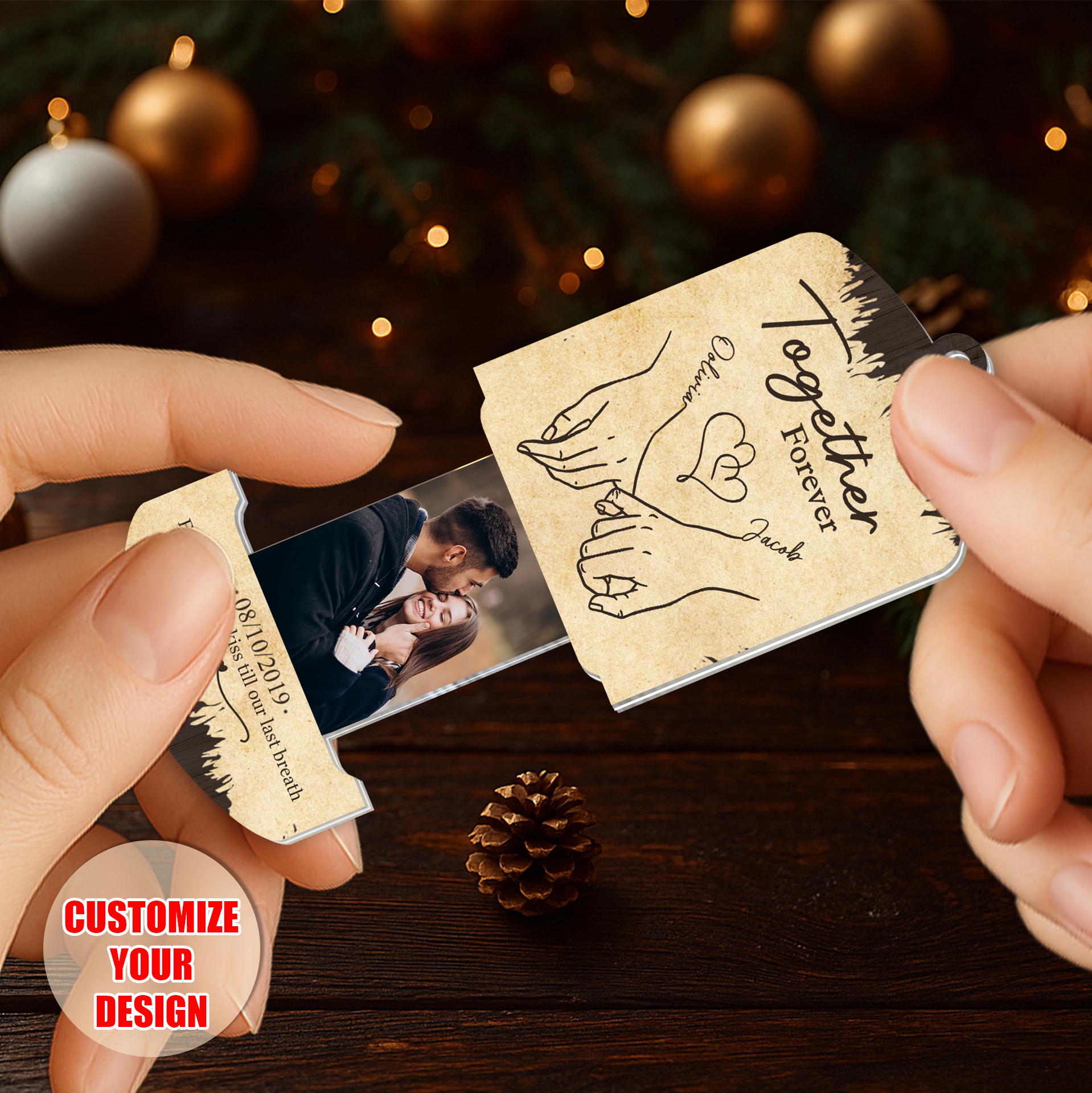 Personalized Sliding Reveal Acrylic Keychain - Romantic Photo Gift for Him Or Her-P2510-0604-mk2