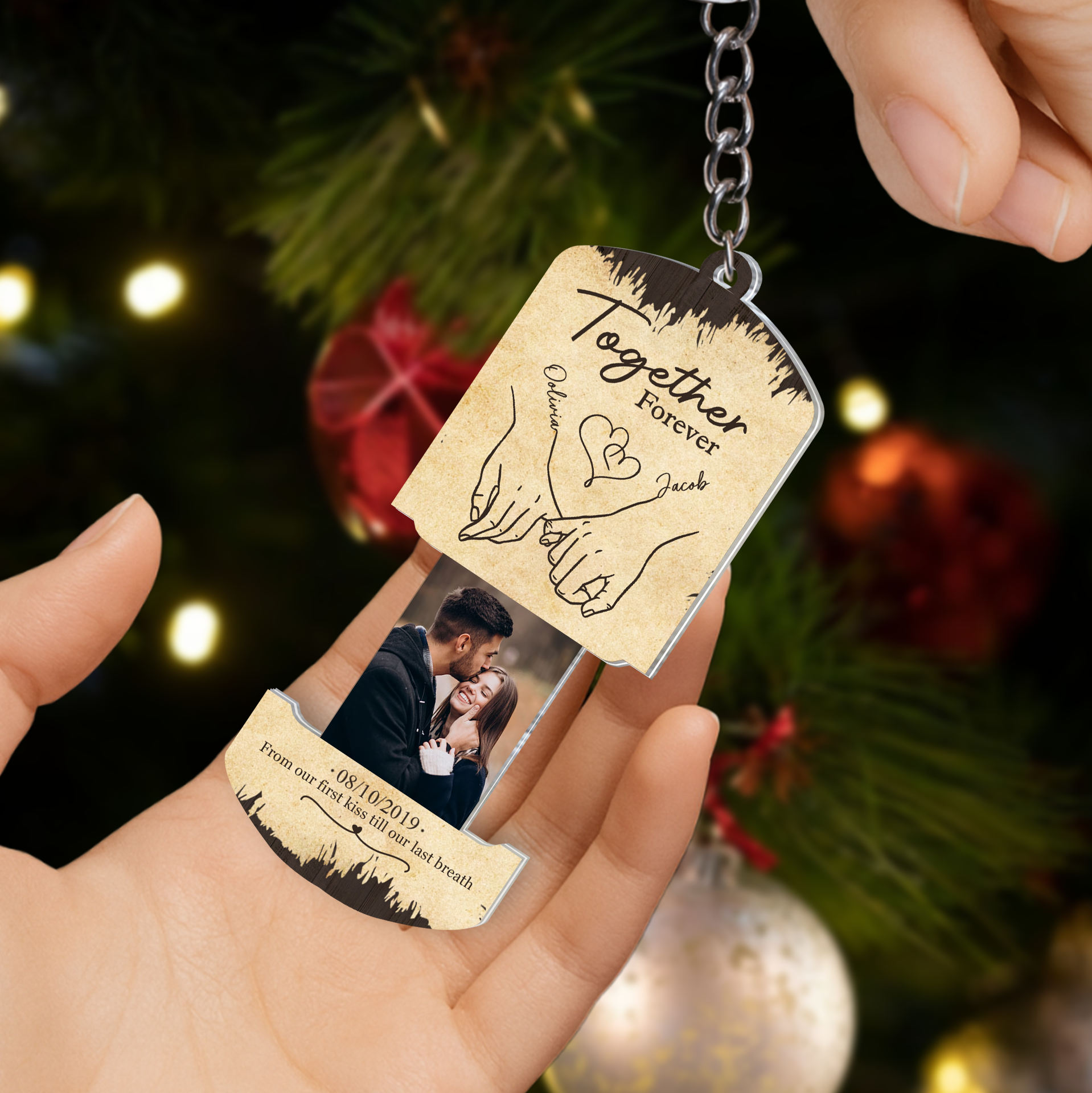Personalized Sliding Reveal Acrylic Keychain - Romantic Photo Gift for Him Or Her-P2510-0604-mk5