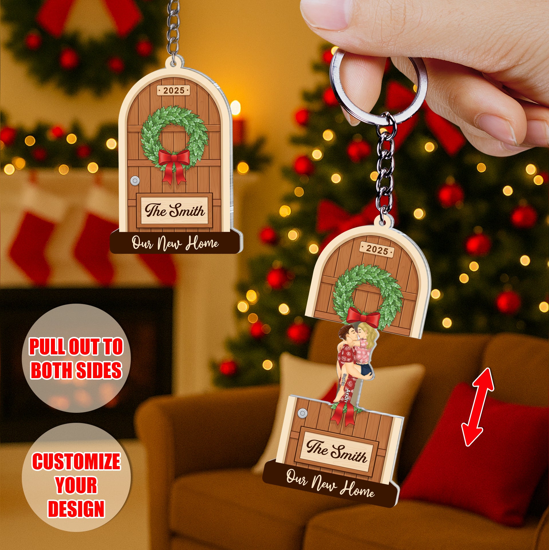 Personalized Sliding Reveal Acrylic Keychain - Unique Couple Gift-P2509-2302-mk1