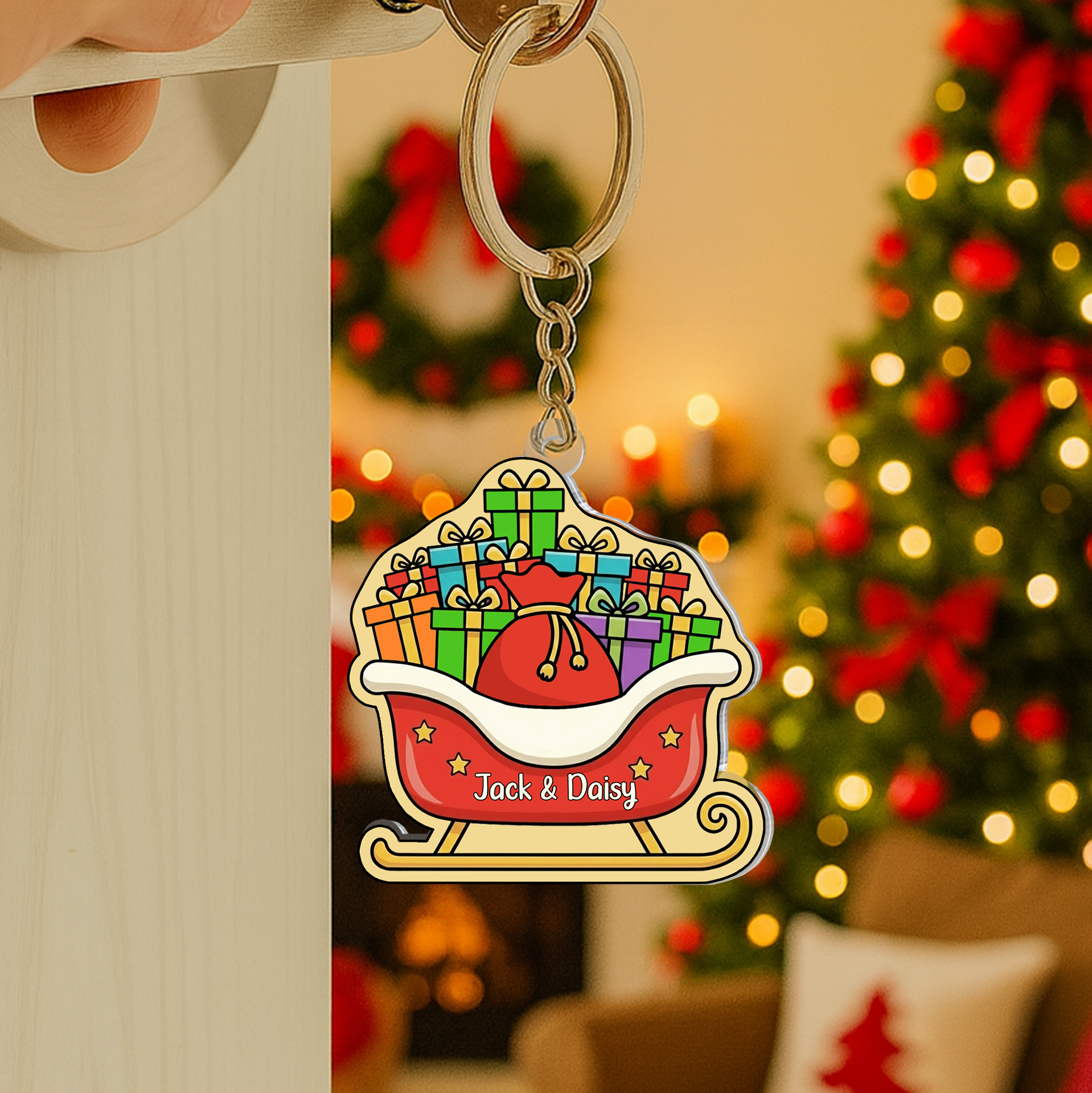 Personalized Sliding Reveal Acrylic Keychain with Hidden Couple - Unique Christmas Gift Idea-mk4