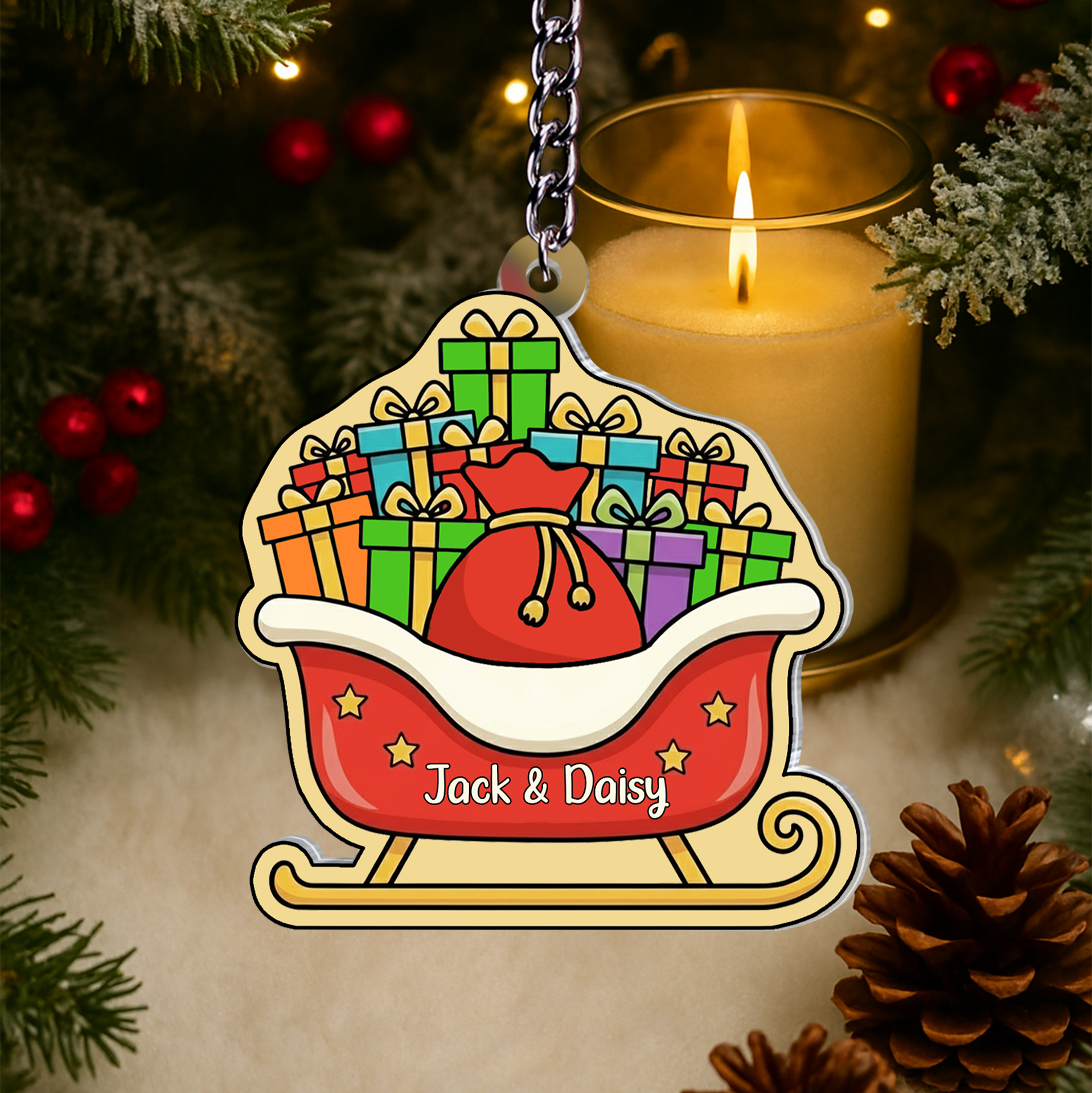 Personalized Sliding Reveal Acrylic Keychain with Hidden Couple - Unique Christmas Gift Idea-mk6