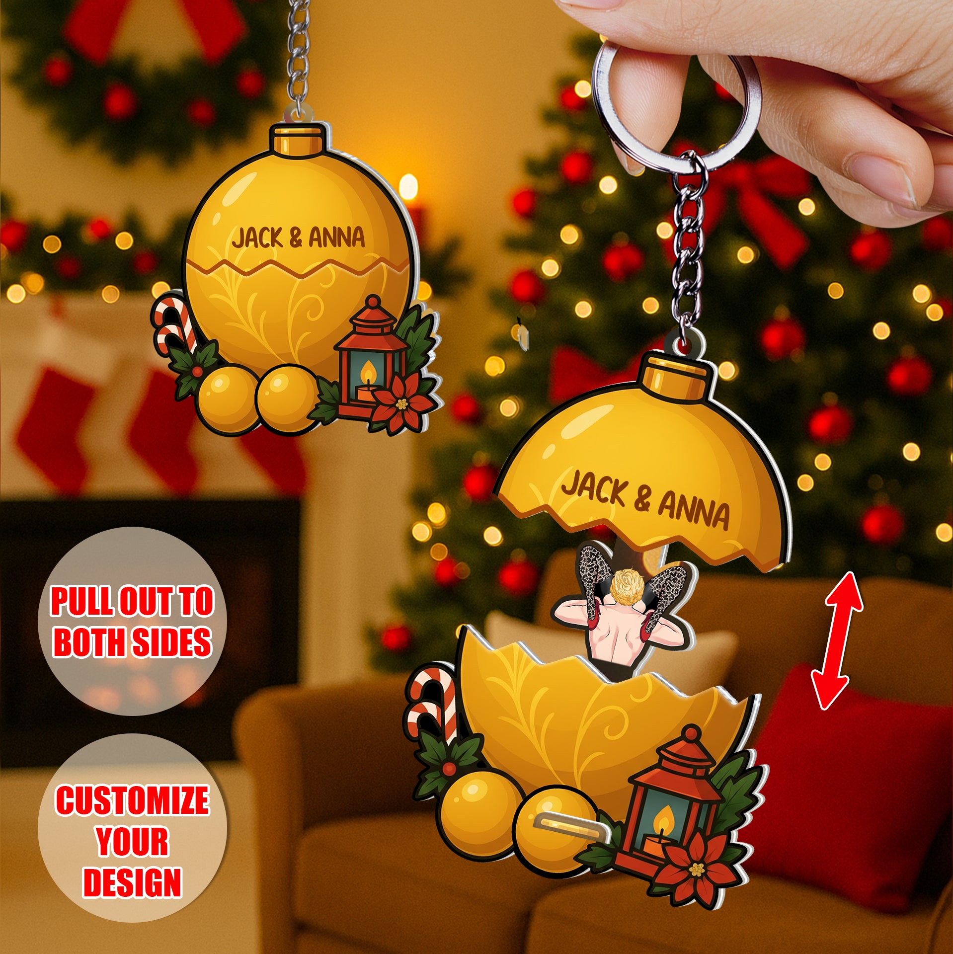 Personalized Sliding Reveal Keychain - Custom Christmas Gift for Couples-P2510-2702-mk4