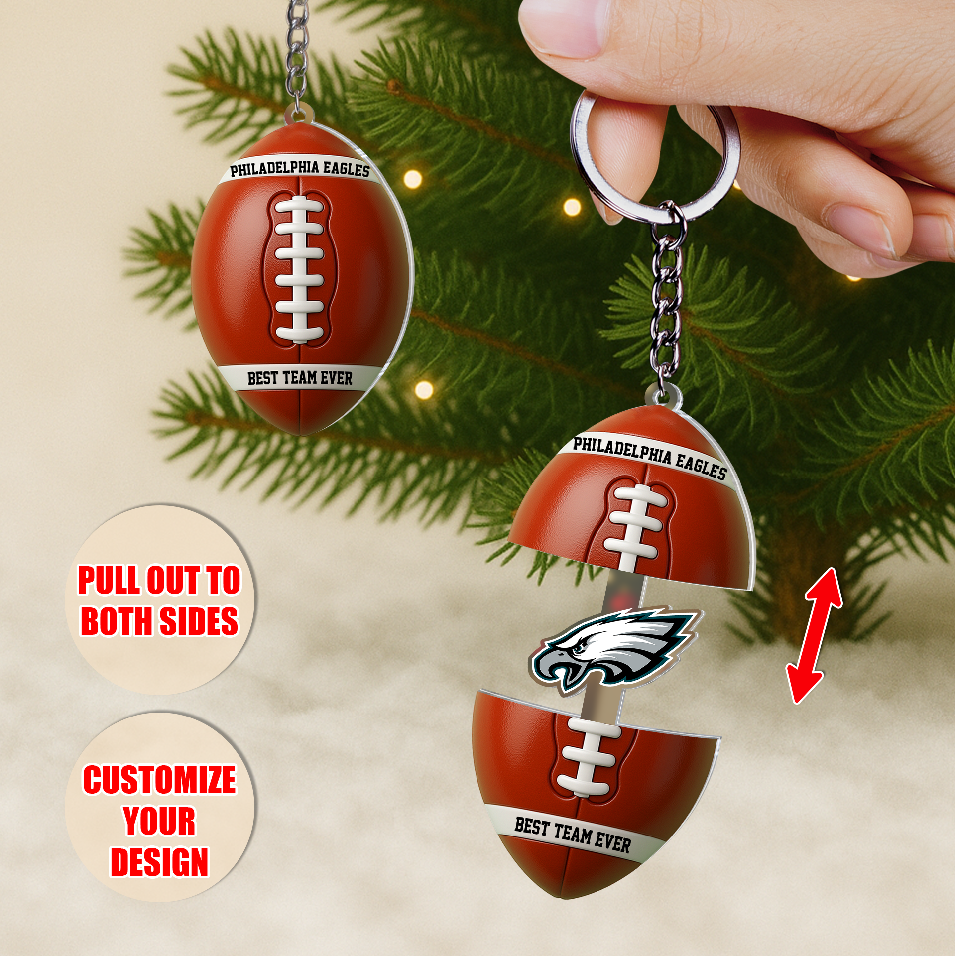 Personalized Sliding Reveal Keychain - Custom Football Gift for Fans and Teams-P2510-2706-mk1