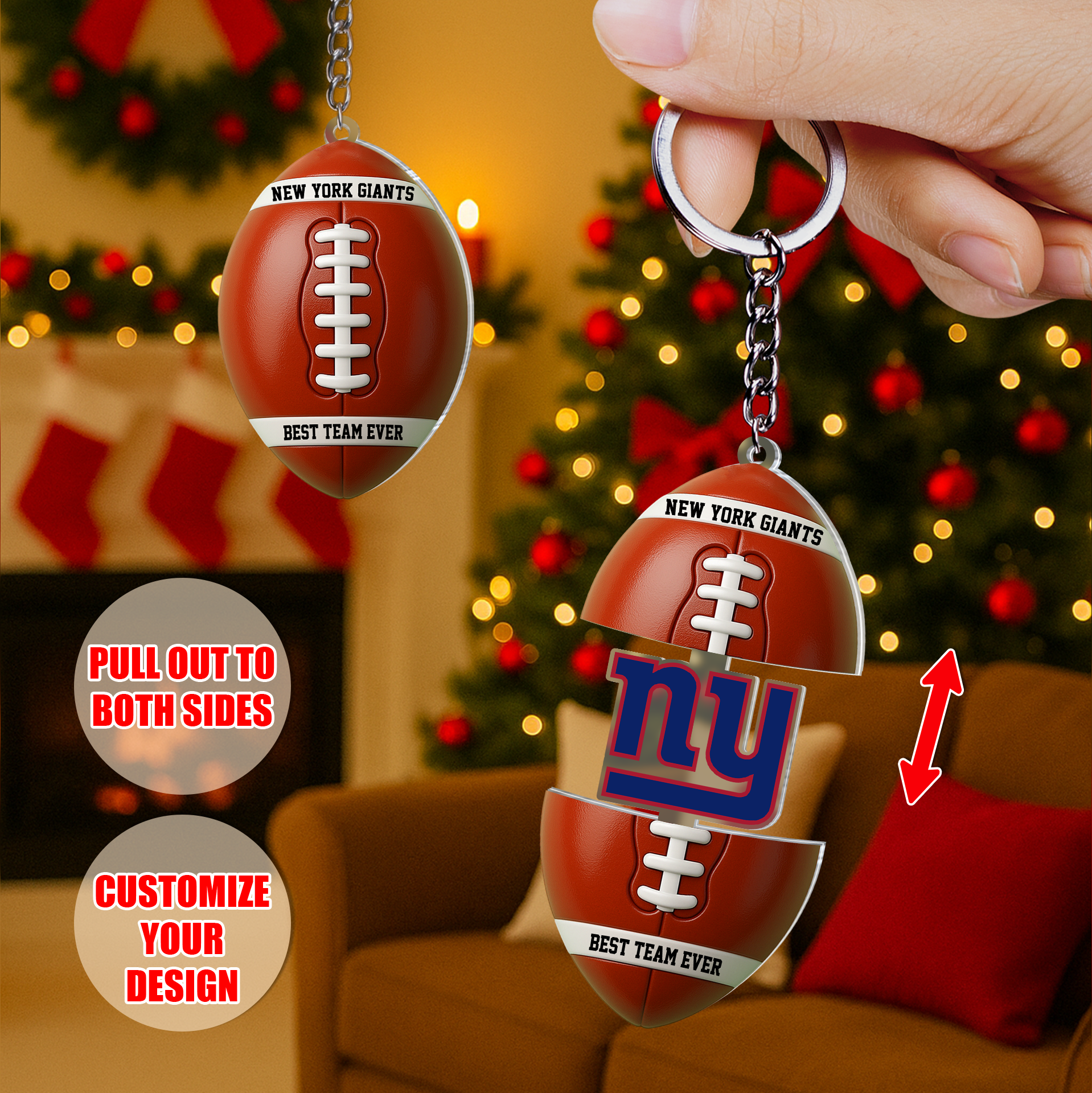 Personalized Sliding Reveal Keychain - Custom Football Gift for Fans and Teams-P2510-2706-mk4