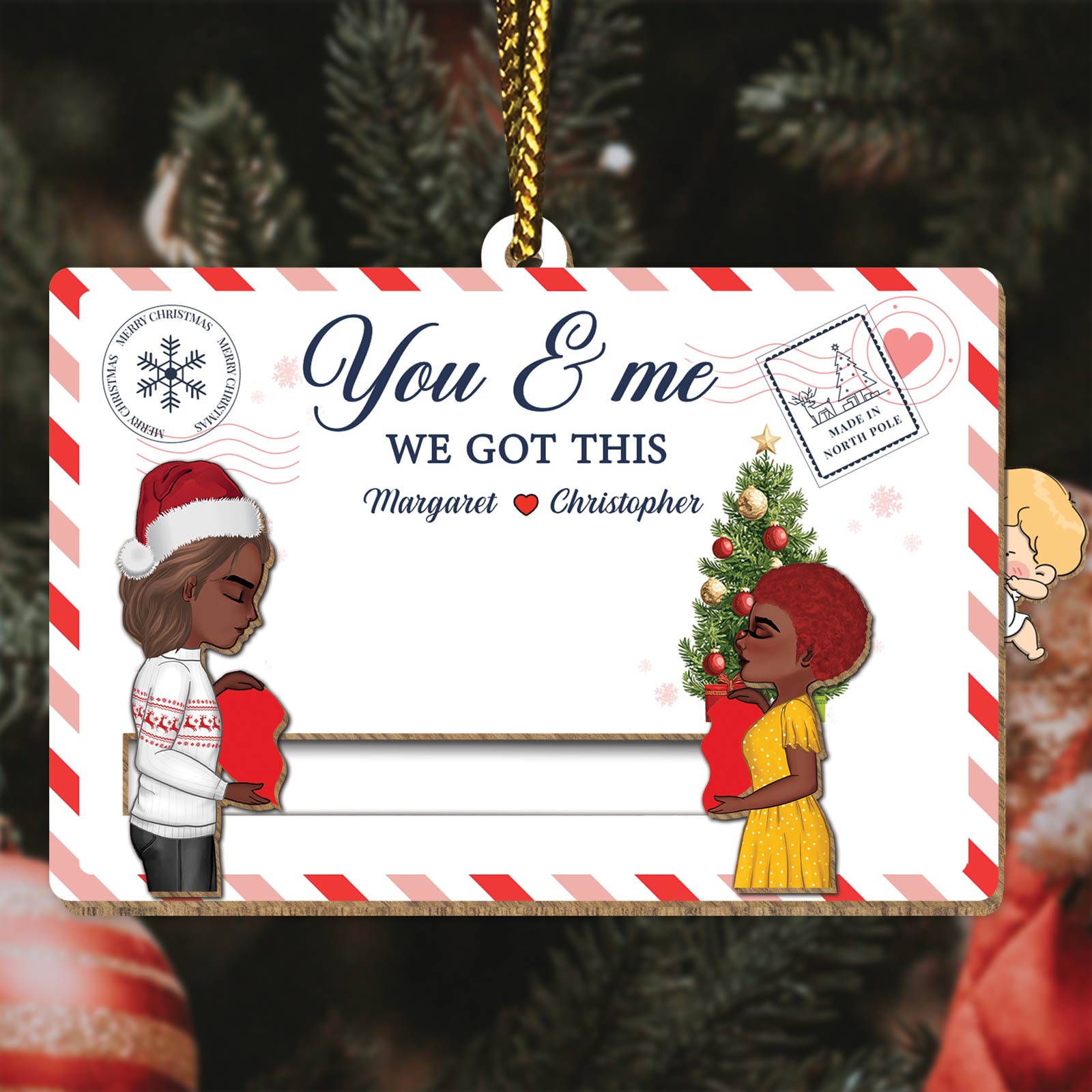 Personalized Wooden Slider Card - You & Me Christmas Gift For Couples-Mk-2
