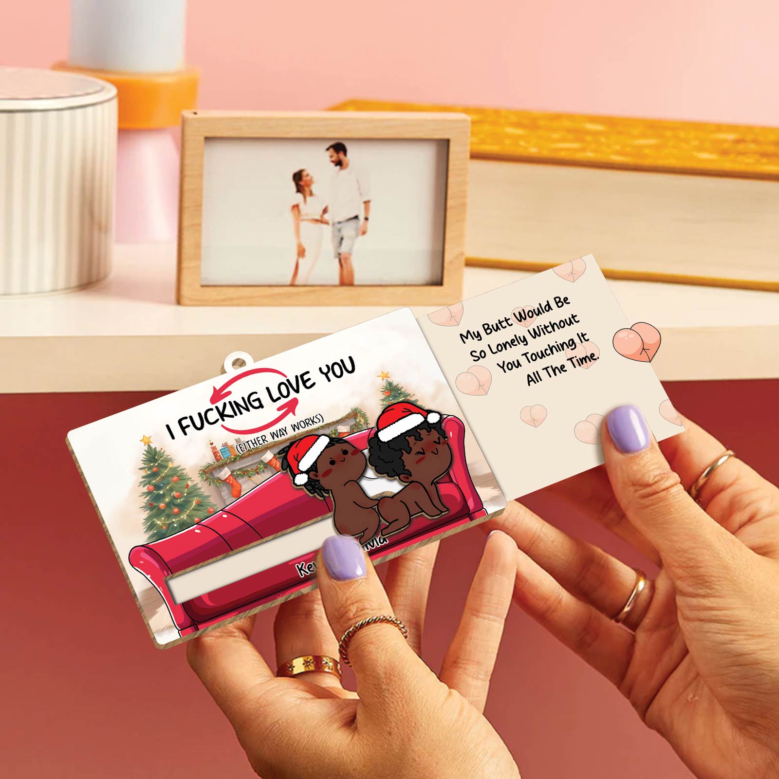 Personalized Wooden Slider Card - Romantic Gift for Couples-Mk-4