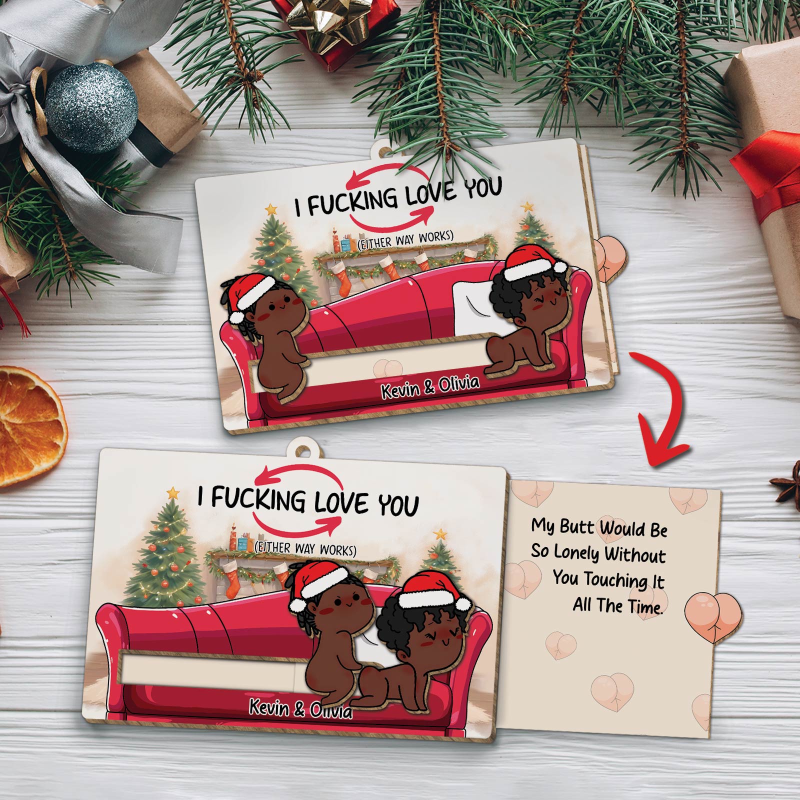 Personalized Wooden Slider Card - Romantic Gift for Couples-Mk-8