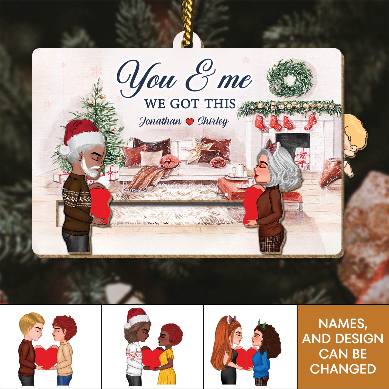 Personalized Wooden Slider Card - You & Me Christmas Gift For Couples-Mk-1