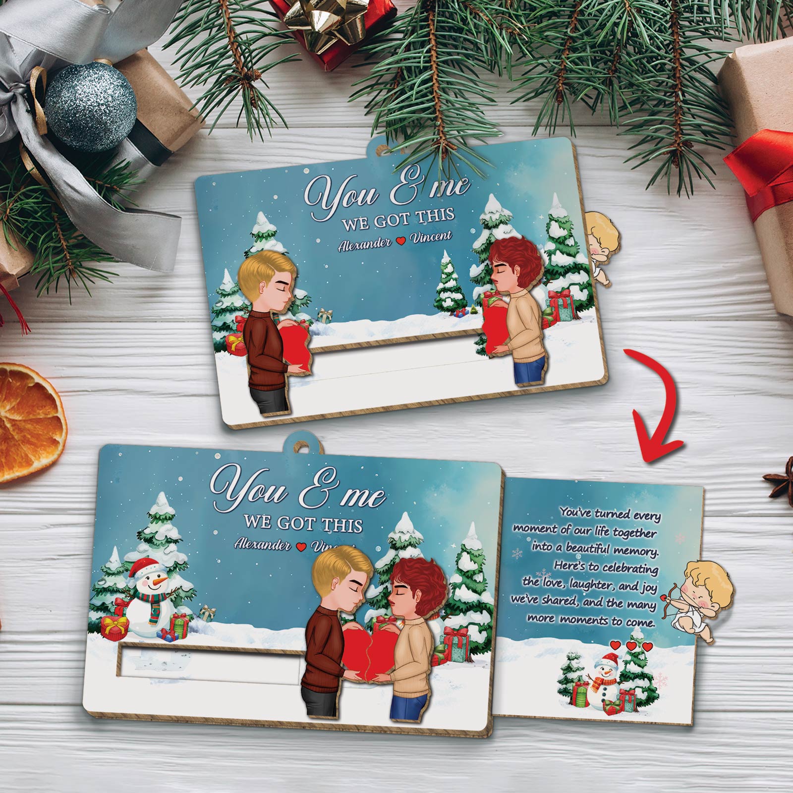 Personalized Wooden Slider Card - You & Me Christmas Gift For Couples-Mk-3