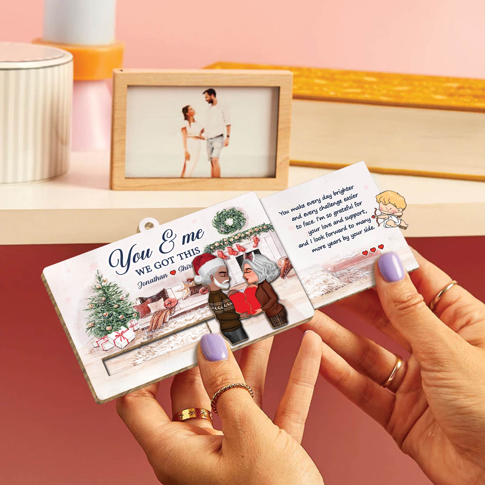 Personalized Wooden Slider Card - You & Me Christmas Gift For Couples-Mk-4