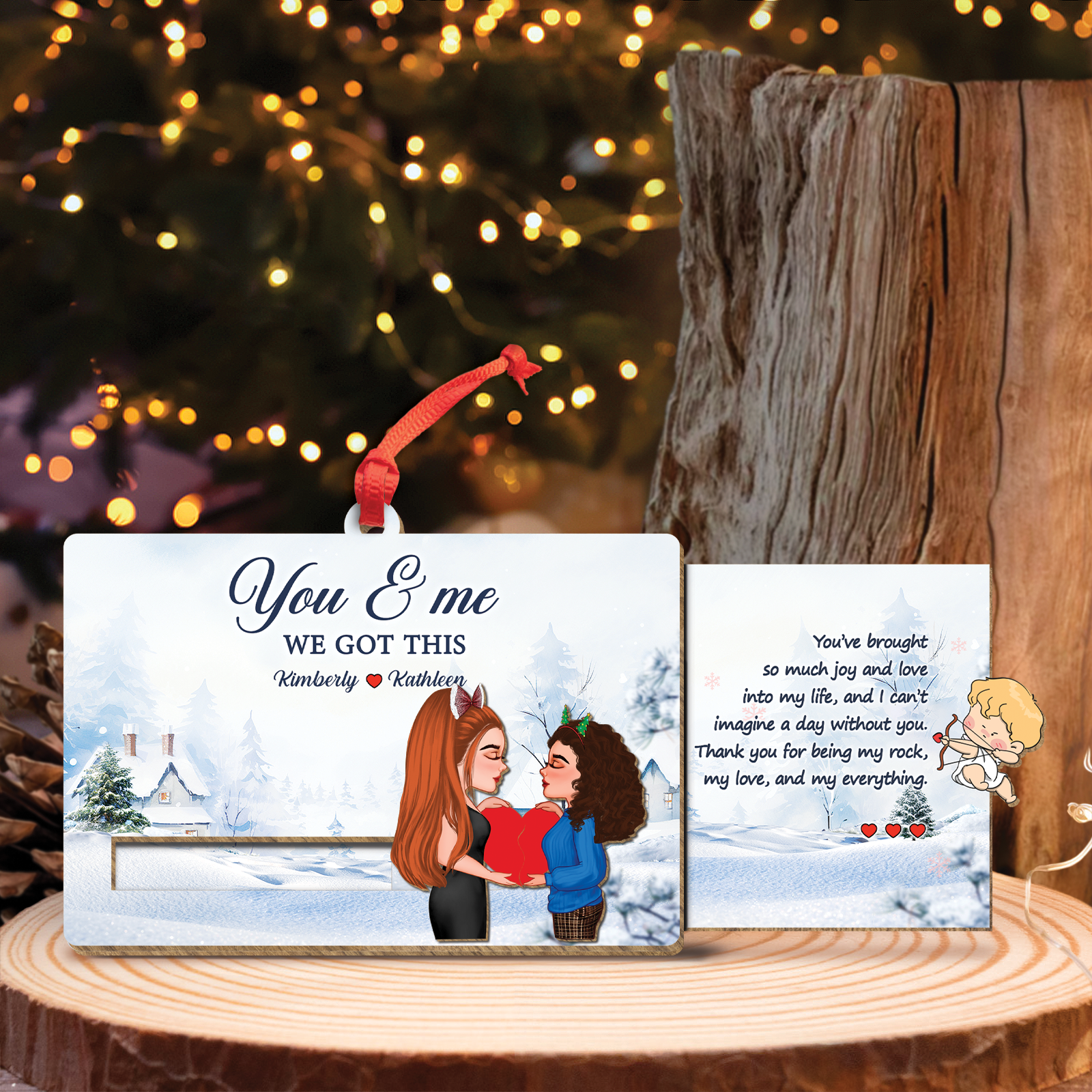 Personalized Wooden Slider Card - You & Me Christmas Gift For Couples-Mk-5